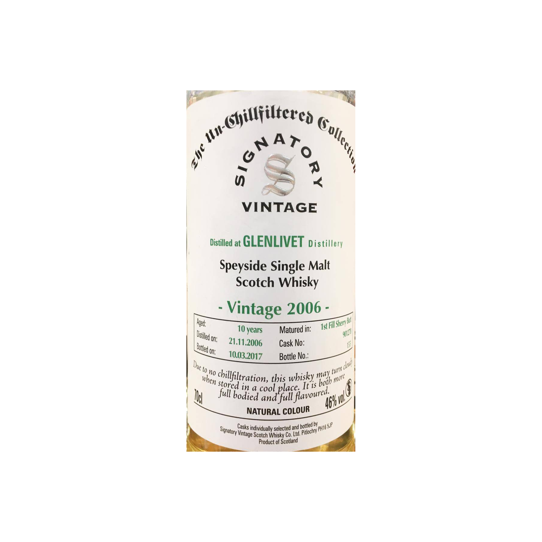 The Glenlivet The Un-Chillfiltered Collection 2006 10 Years Single Malt Whisky