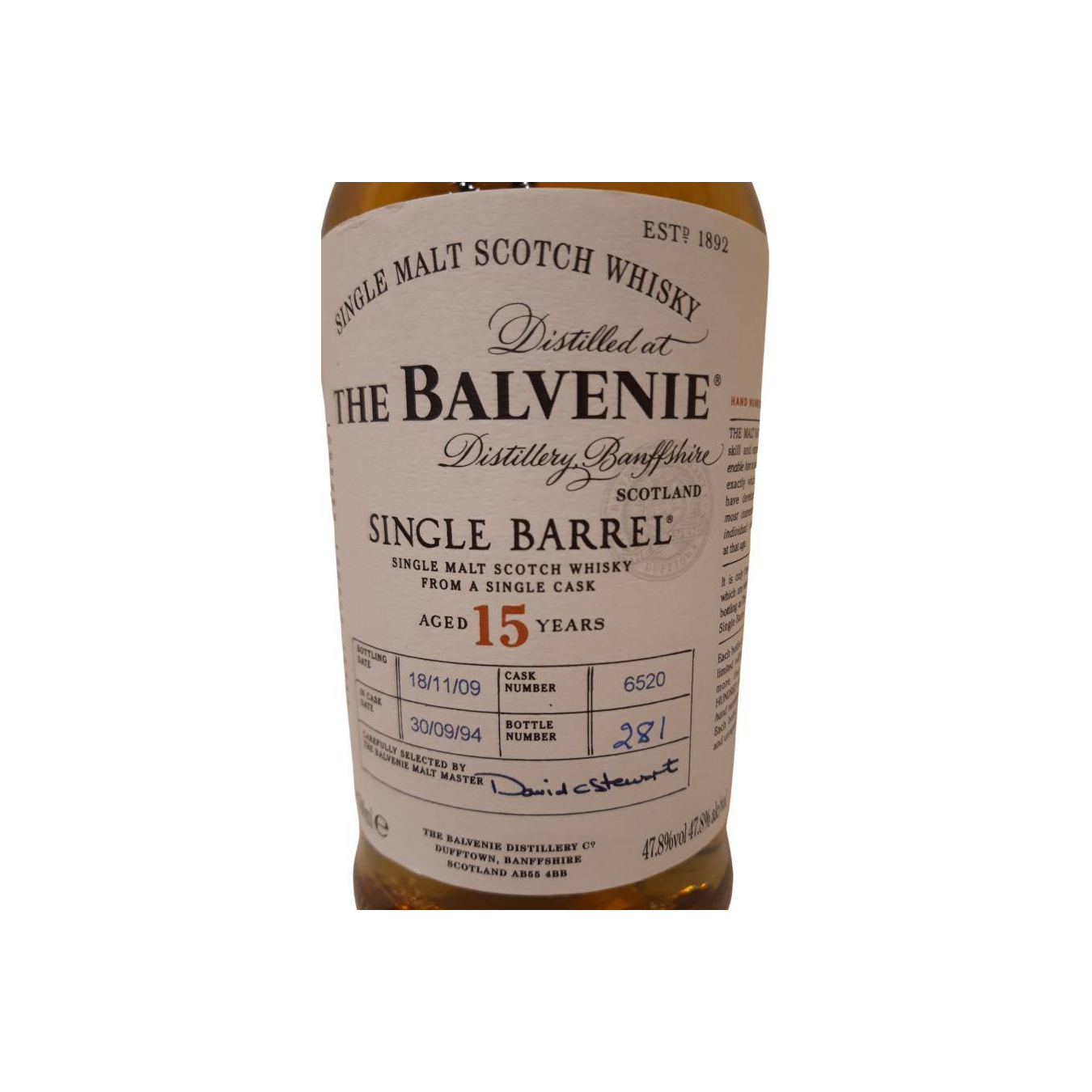 The Balvenie Single Cask 1994 15 Years Single Malt Whisky 3