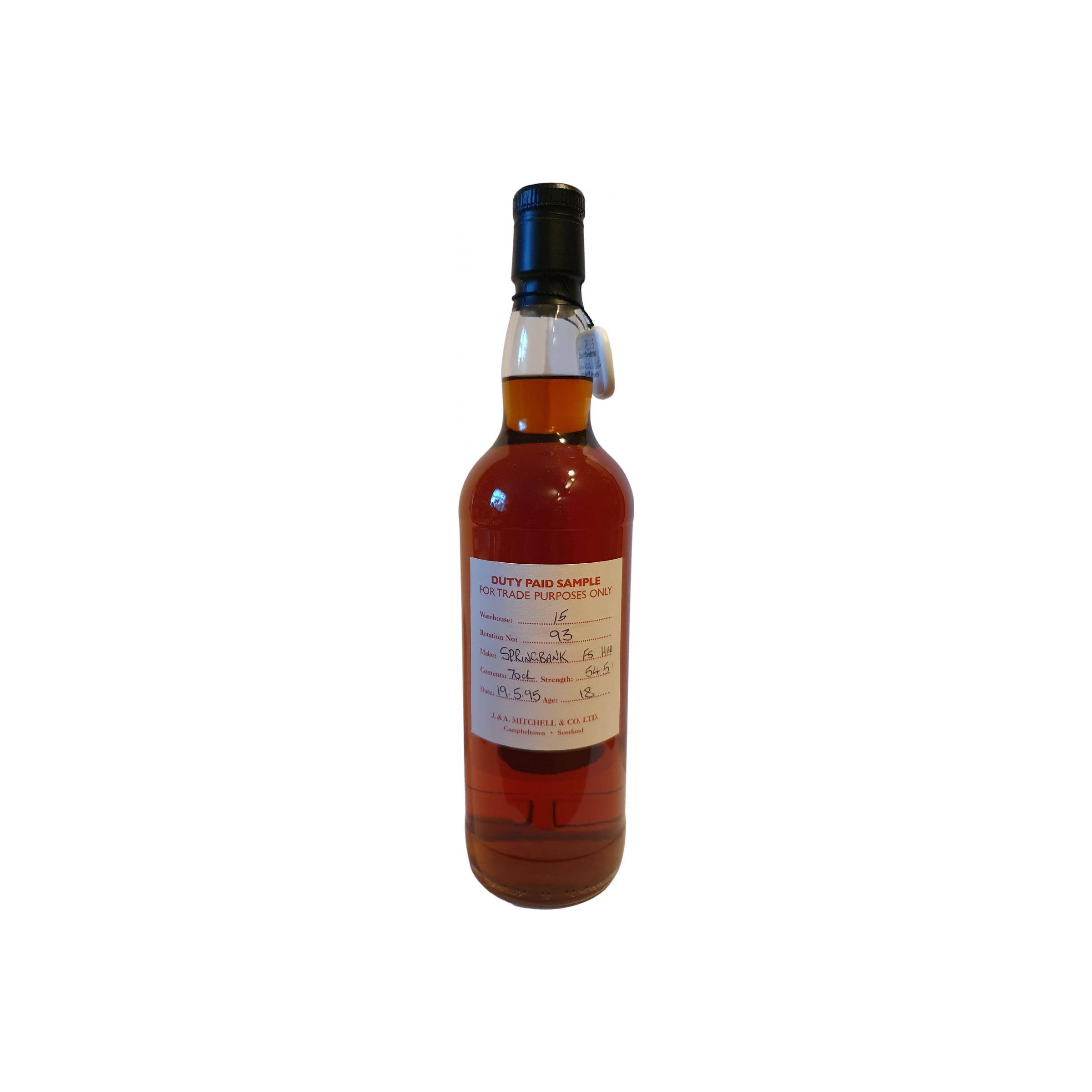 Springbank Duty Paid Sample - For Trade Purposes Only 1995 18 Years Single Malt Whisky