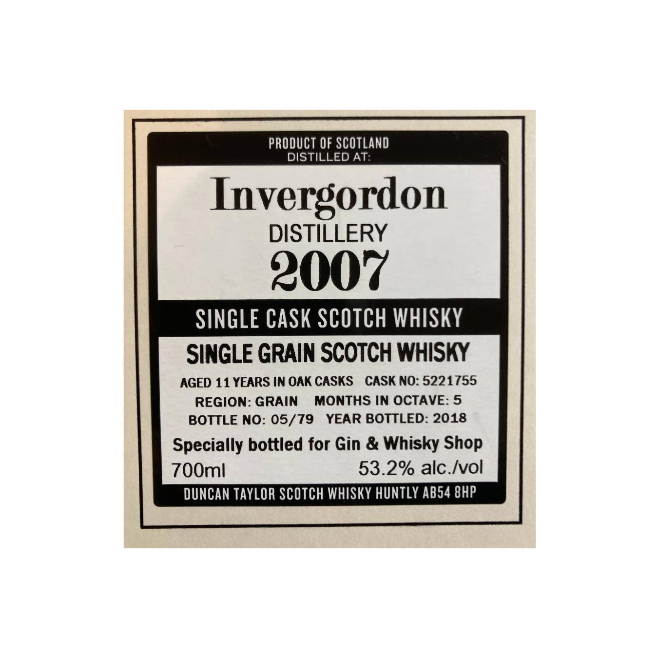 Invergordon The Octave 2007 11 Years Single Grain Whisky