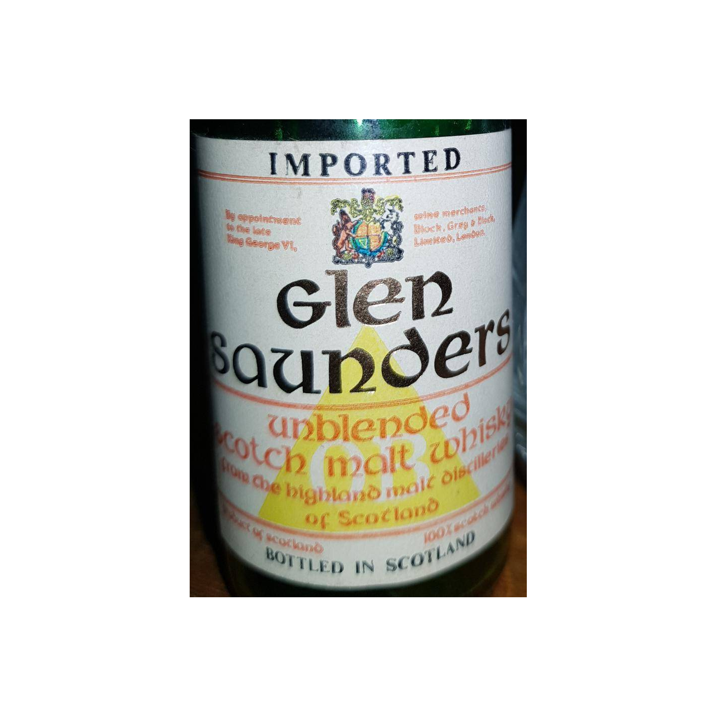 Glen Saunders Unblended Scotch Malt Whisky BG&B 2