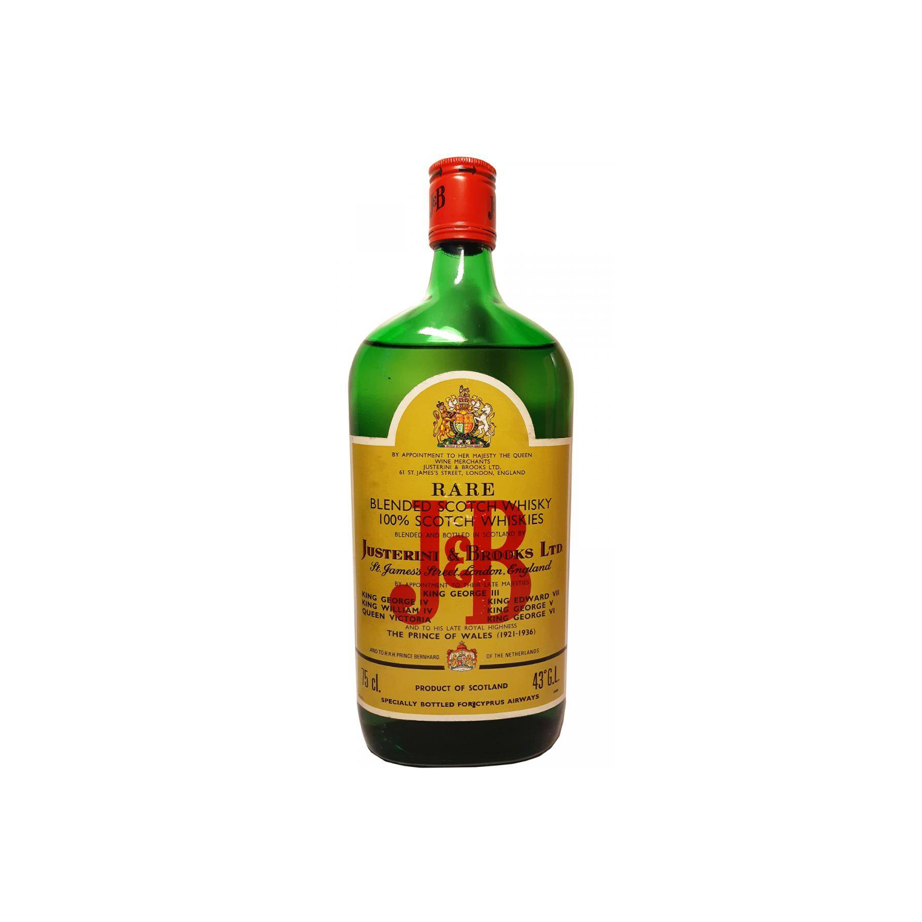 J&B Rare Blended Scotch Whisky, Flat Bottle