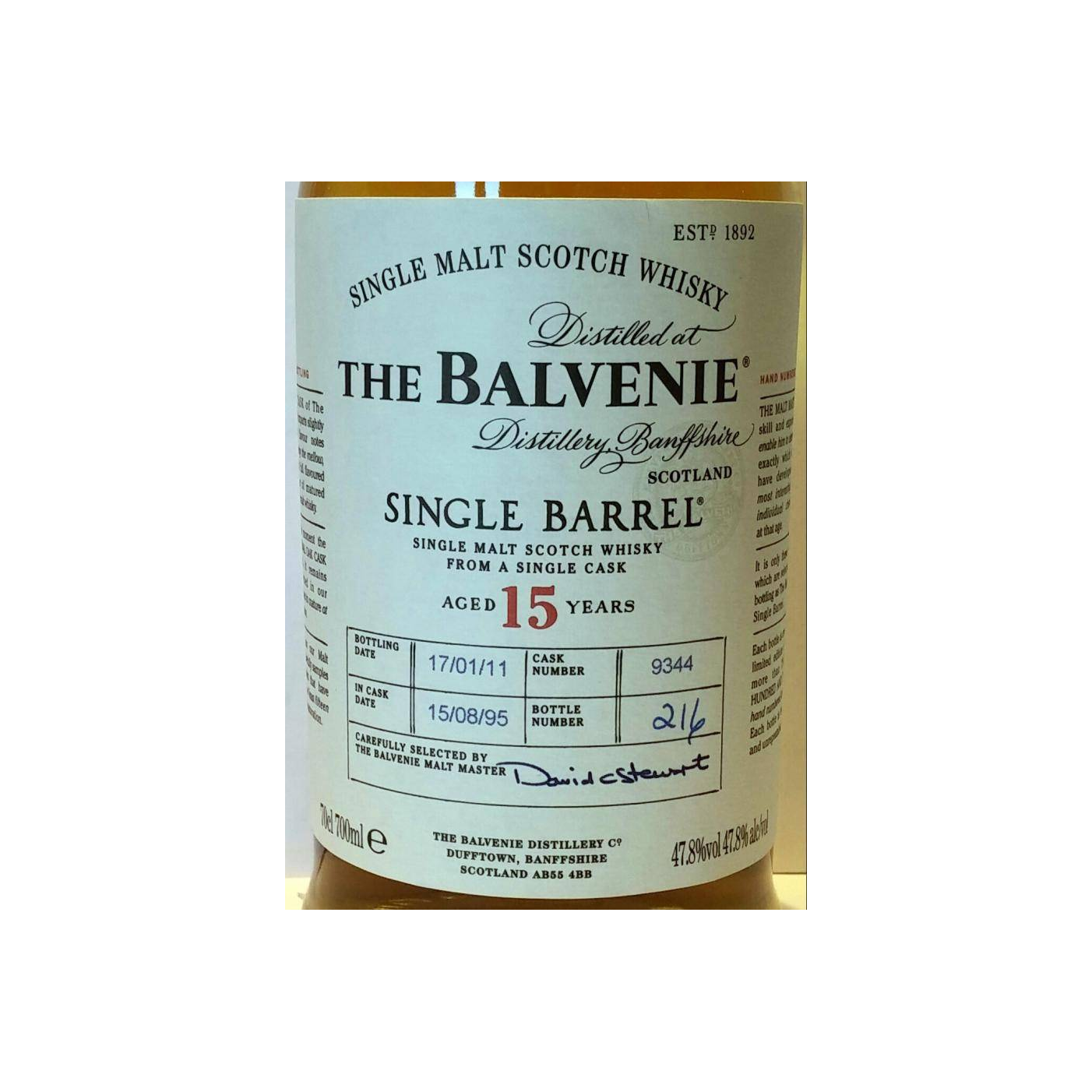 The Balvenie Single Cask 1995 15 Years Single Malt Whisky 2