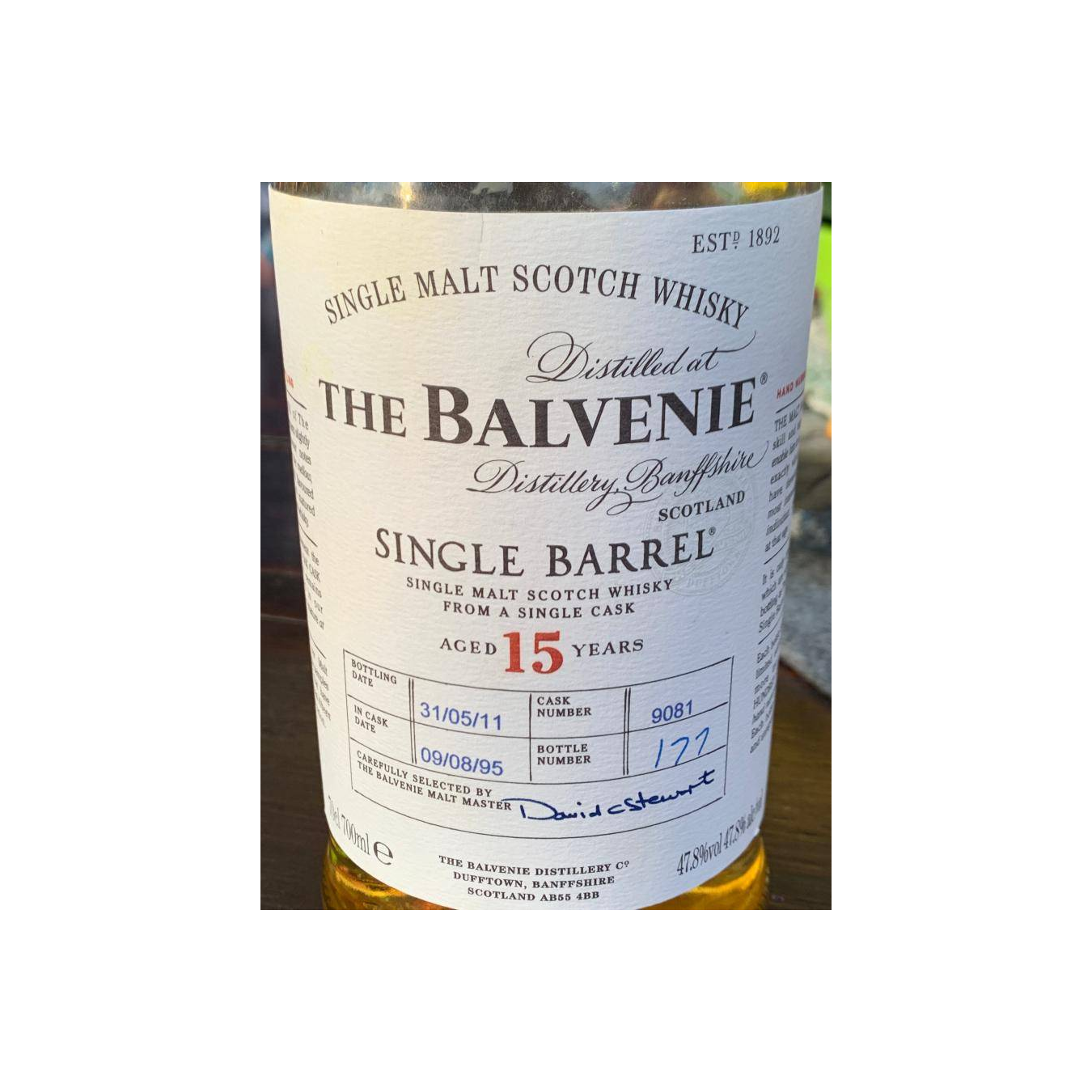 The Balvenie Single Cask 1995 15 Years Single Malt Whisky