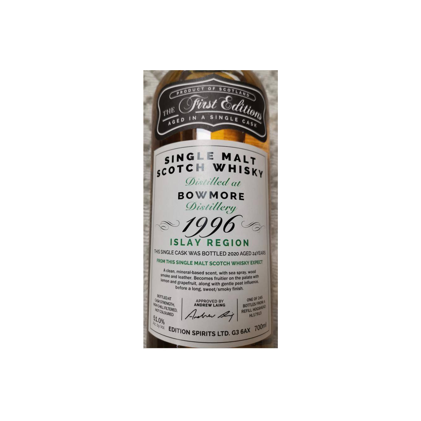 Bowmore The First Editions 1996 24 Years Single Malt Whisky 2