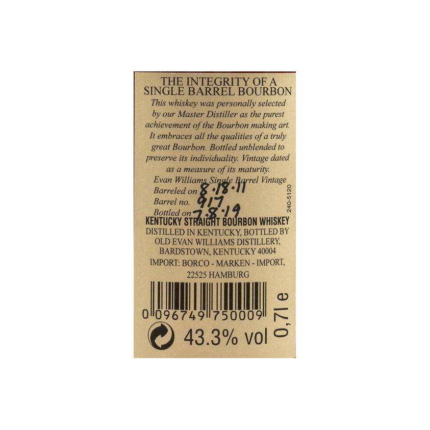 Evan Williams 2011 7 Years Bourbon Whisky 3