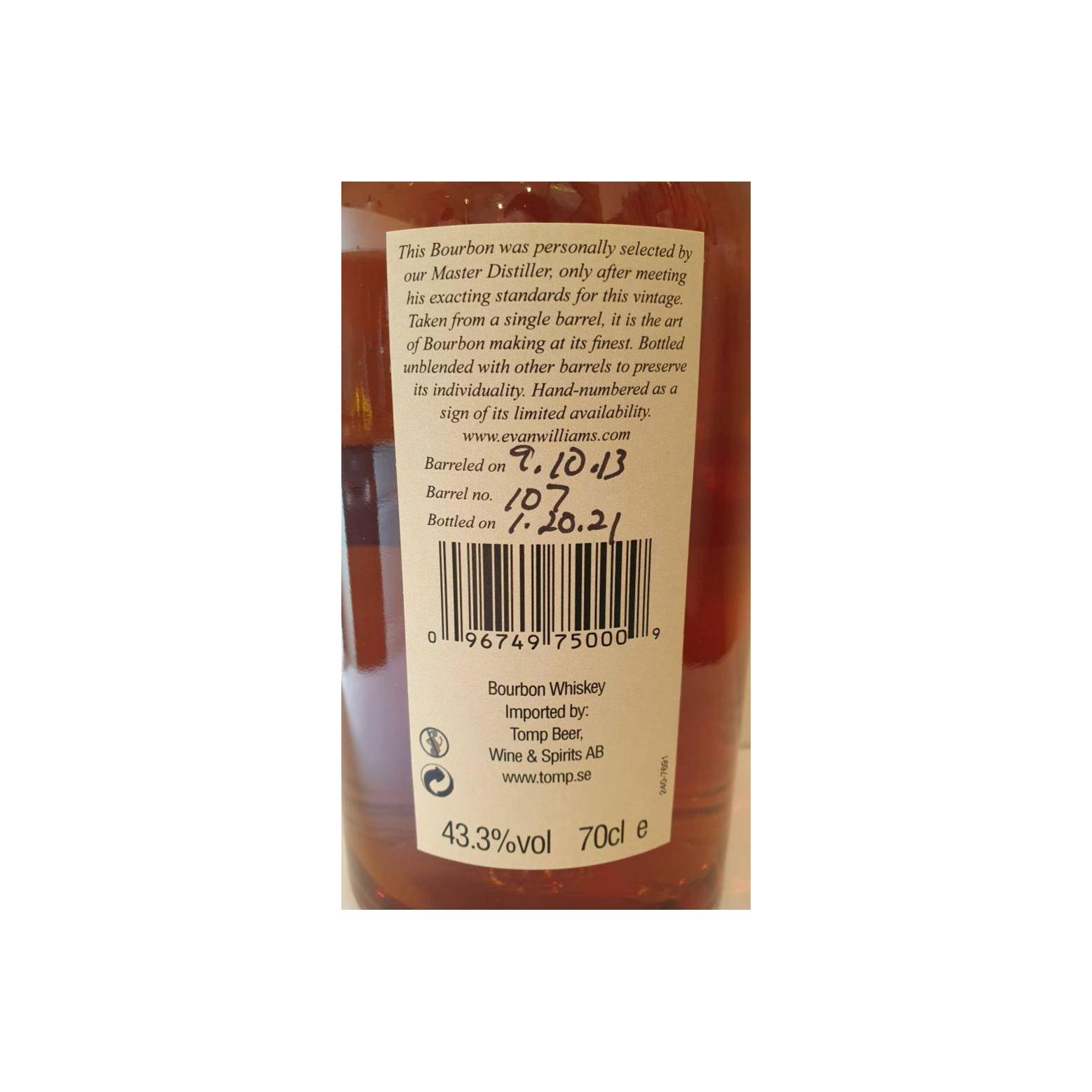 Evan Williams 2013 7 Years Bourbon Whisky 3