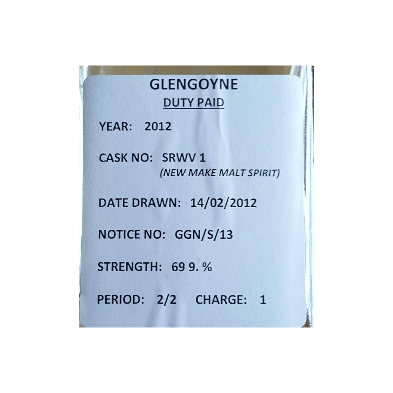 Glengoyne 2012 Spirit Whisky