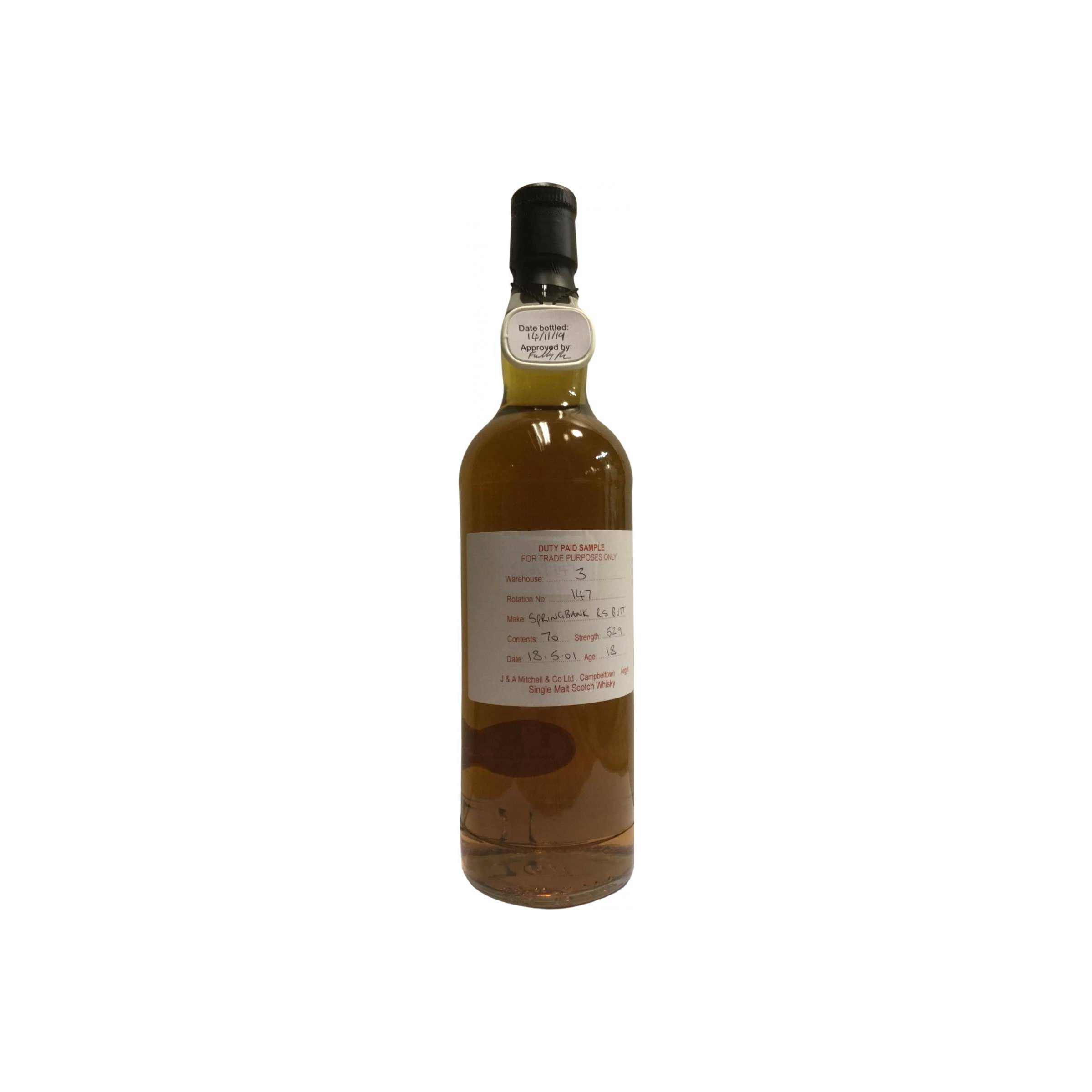 Springbank Duty Paid Sample - For Trade Purposes Only 2001 18 Years Single Malt Whisky