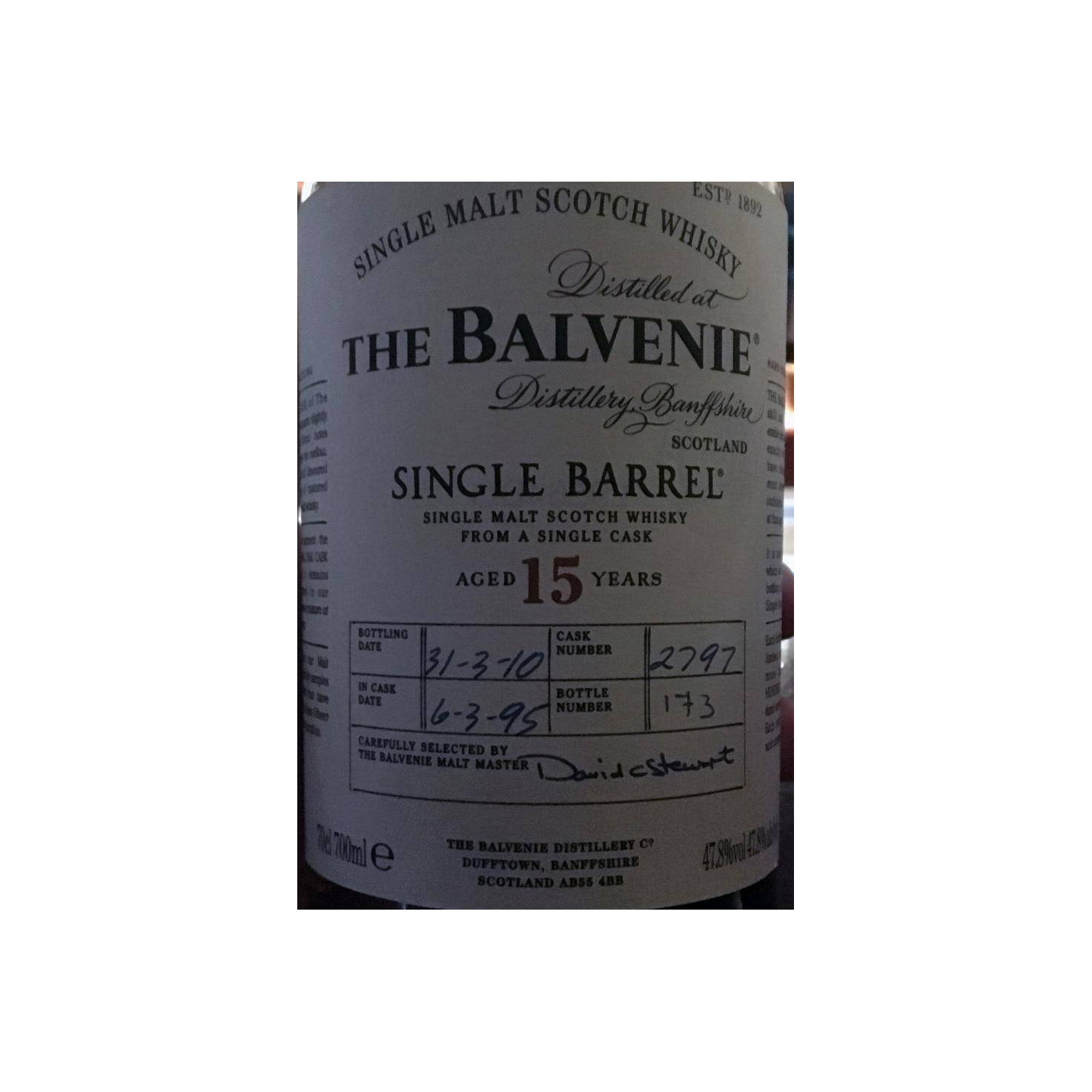 The Balvenie 15 Years Single Malt Whisky