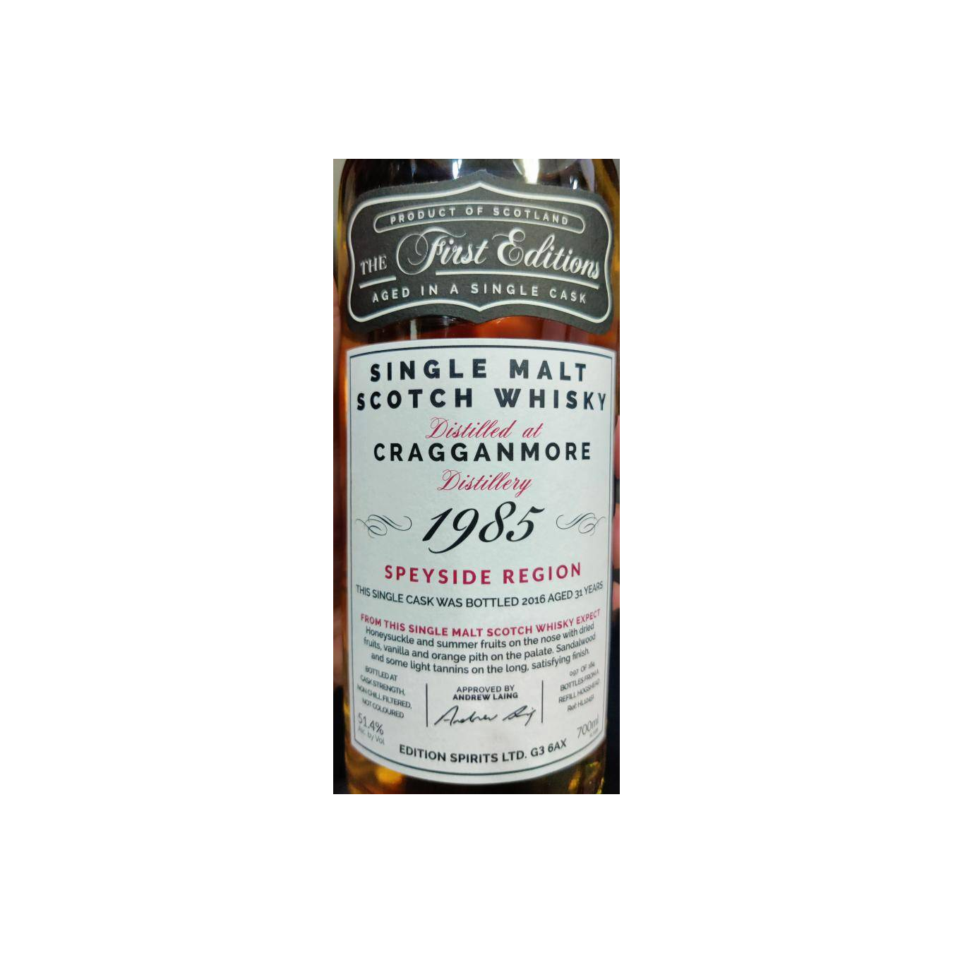 Cragganmore The First Editions 1985 31 Years Single Malt Whisky