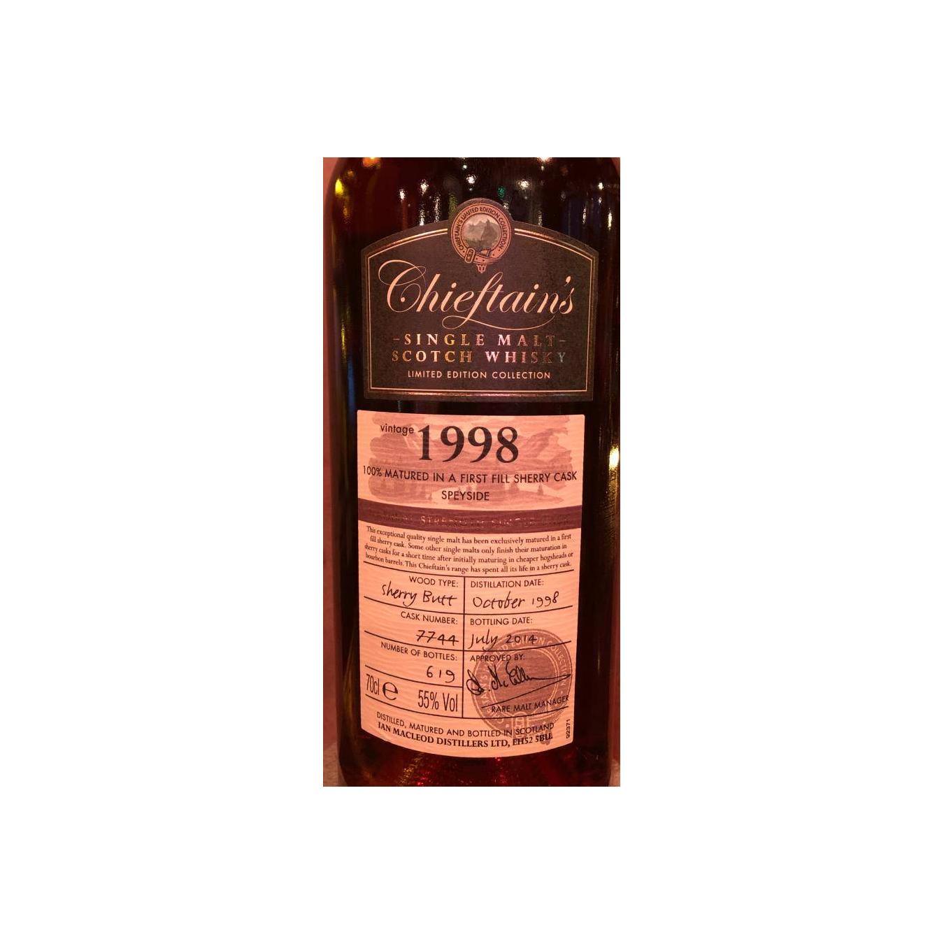 Chieftain's 1998 15 Years Single Malt Whisky