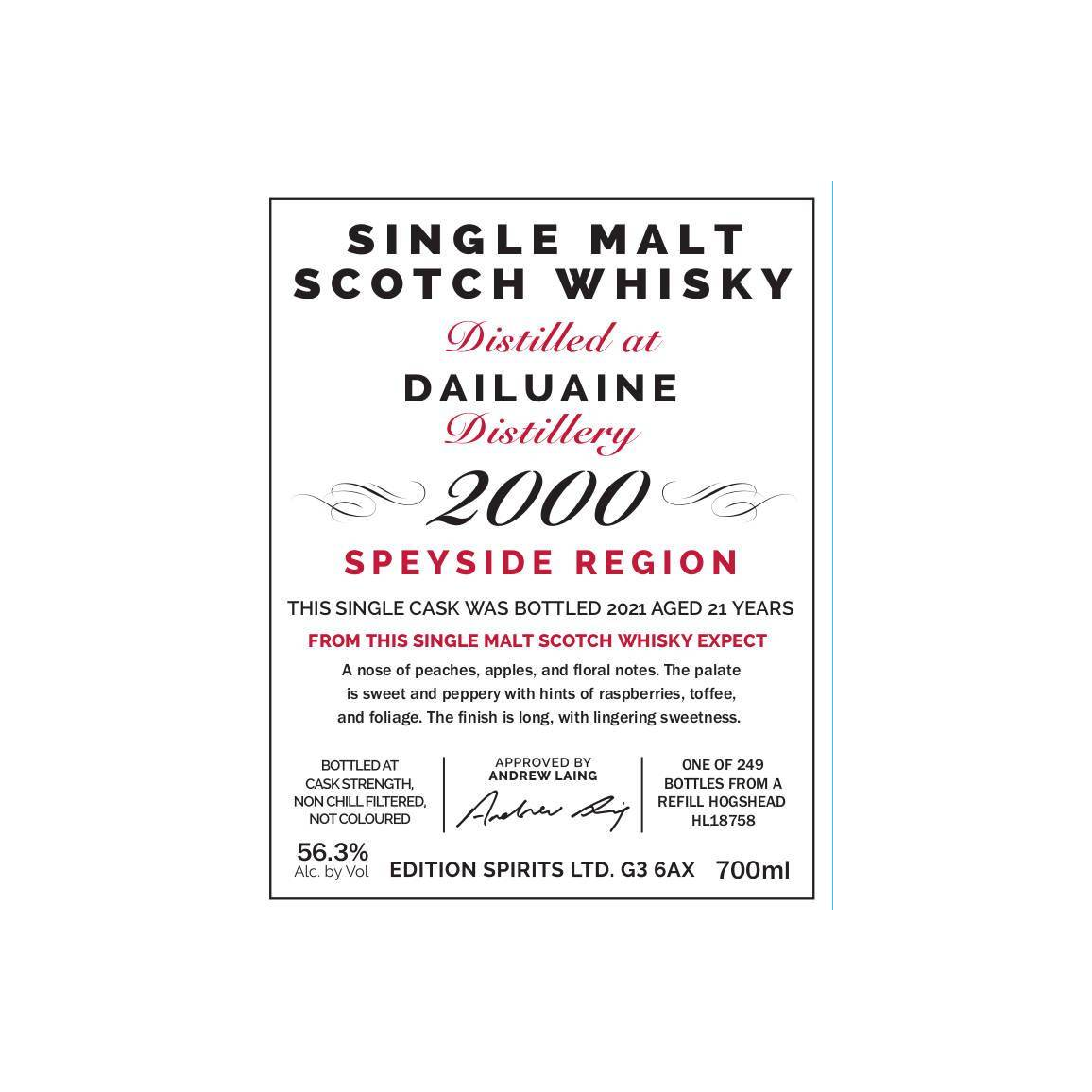 Dailuaine The First Editions 2000 21 Years Single Malt Whisky 3