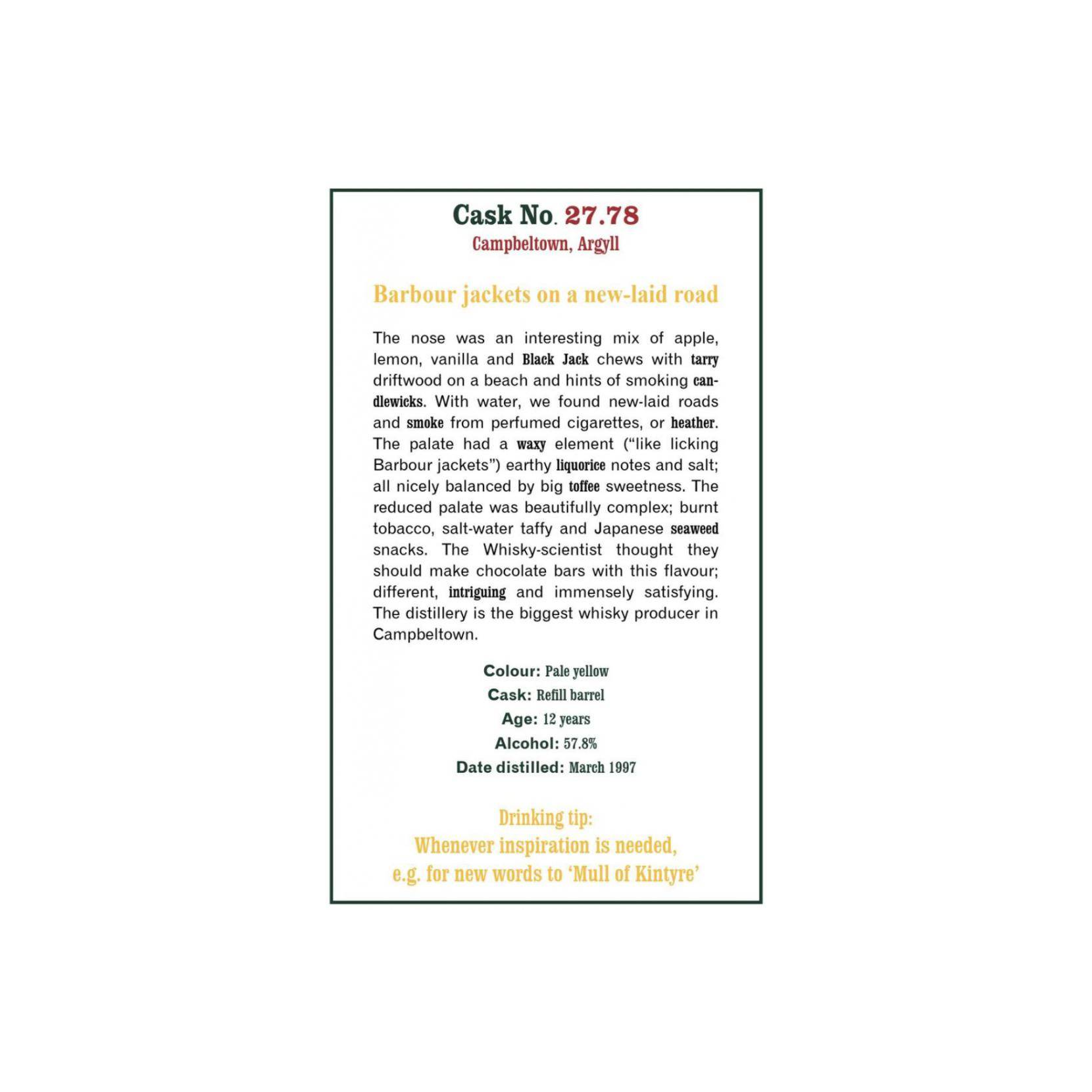The Scotch Malt Whisky Society 1997 12 Years Single Malt Whisky