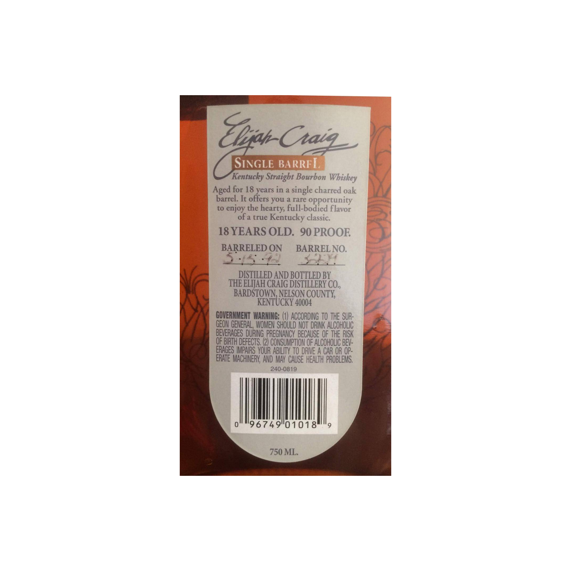 Elijah Craig Single Cask 1992 18 Years Bourbon Whisky 2