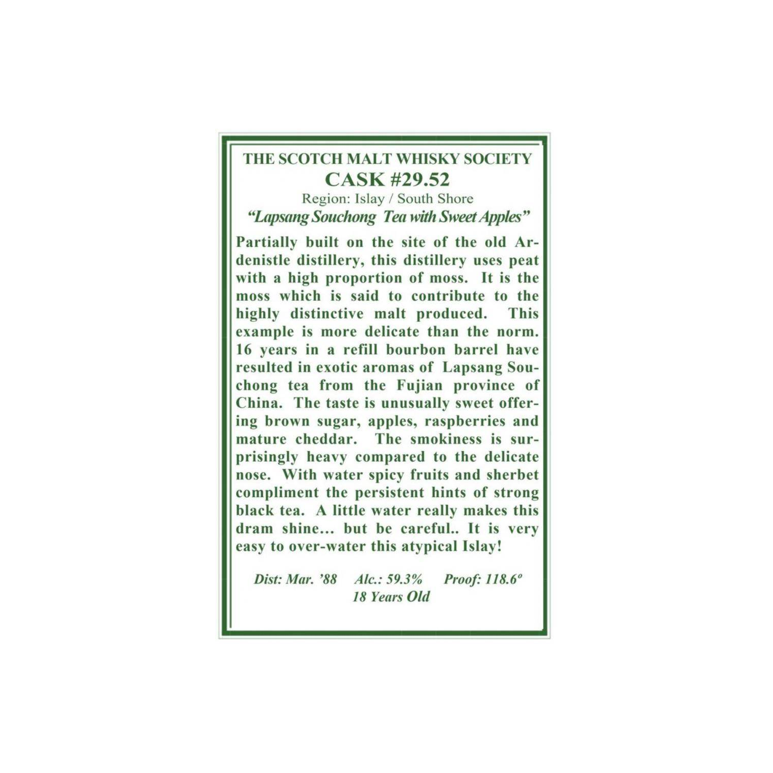 The Scotch Malt Whisky Society 1988 18 Years Single Malt Whisky