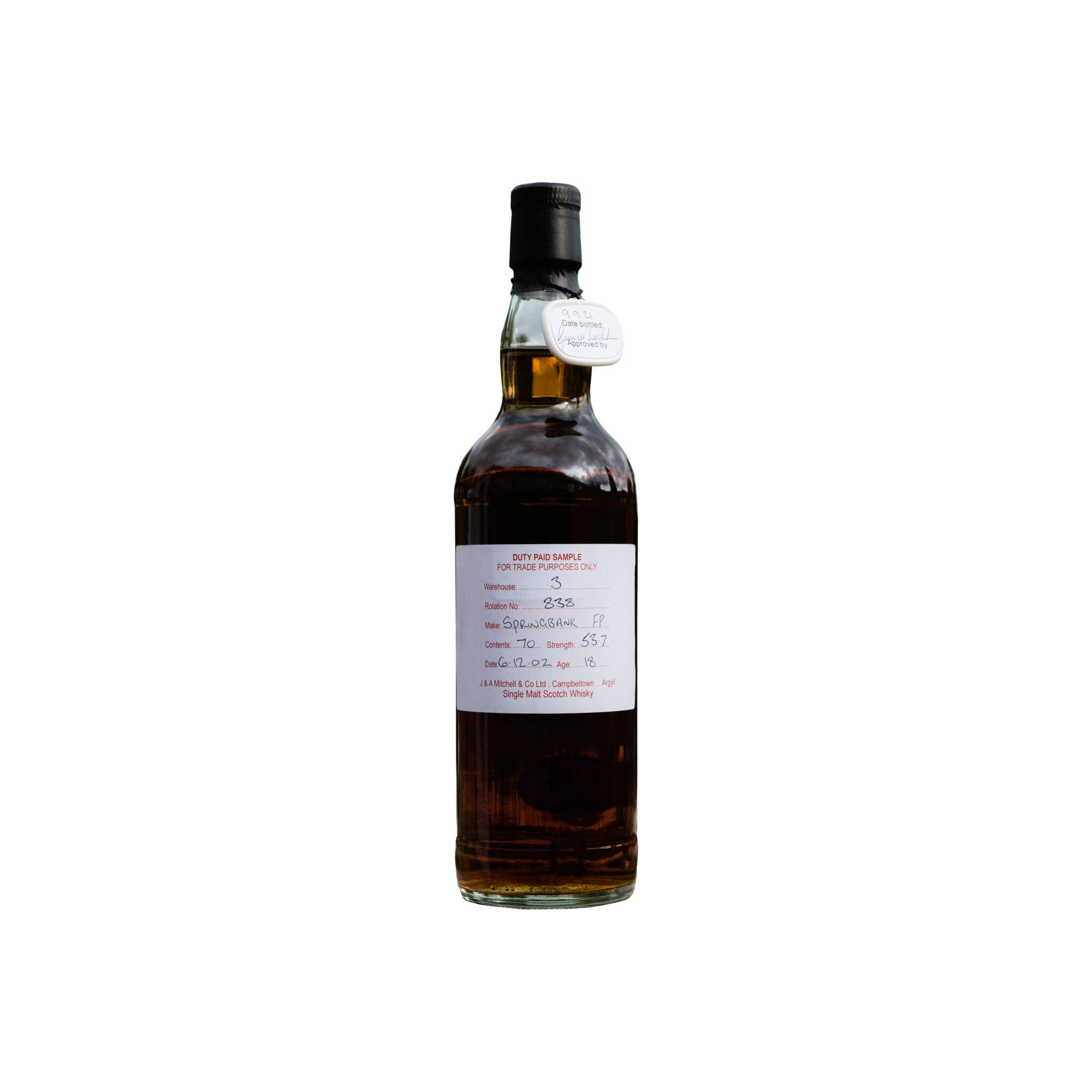 Springbank Duty Paid Sample - For Trade Purposes Only 2002 18 Years Single Malt Whisky