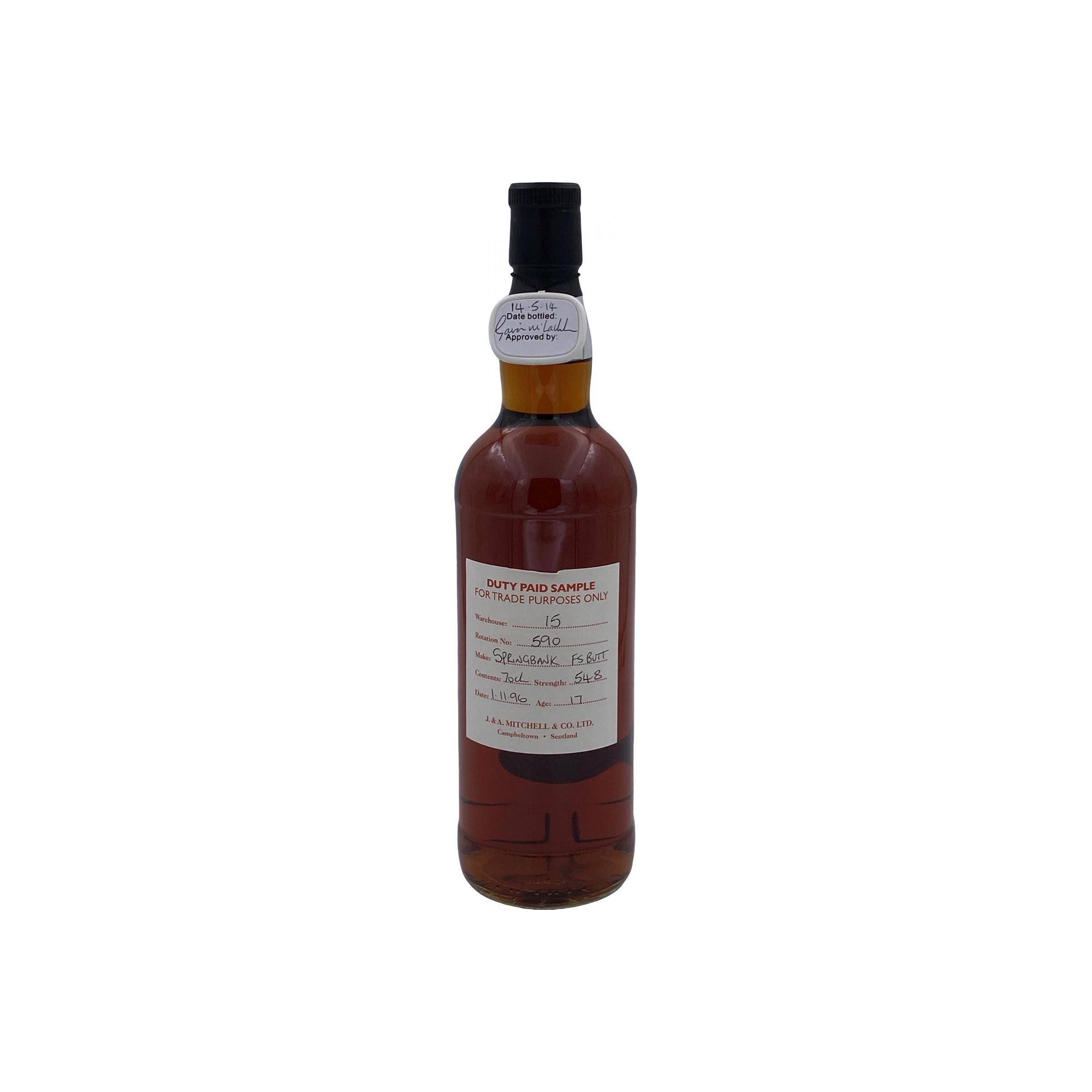 Springbank Duty Paid Sample - For Trade Purposes Only 1996 17 Years Single Malt Whisky