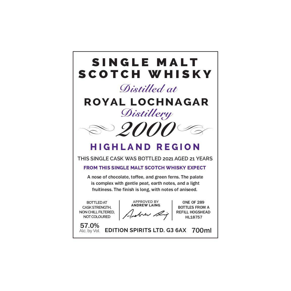Royal Lochnagar The First Editions 2000 21 Years Single Malt Whisky 3