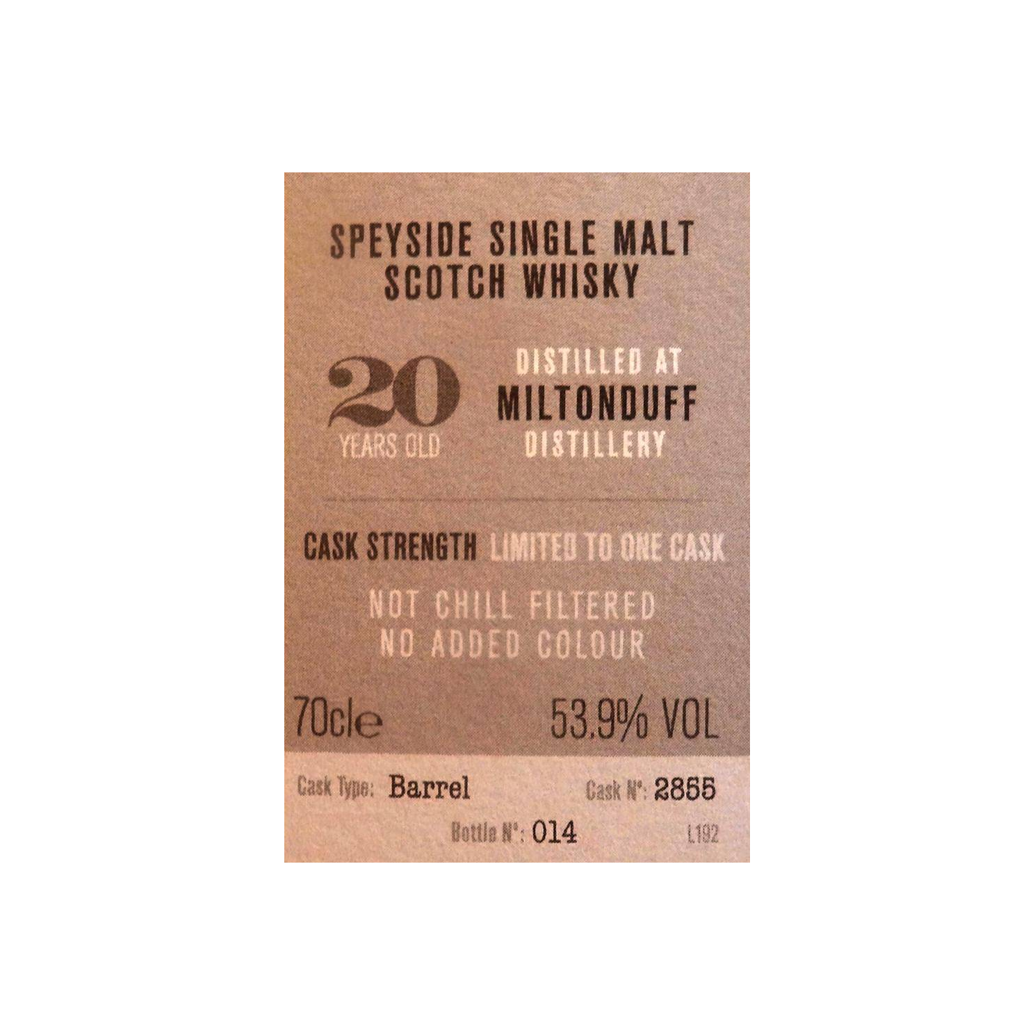 Miltonduff 20 Years Single Malt Whisky 3