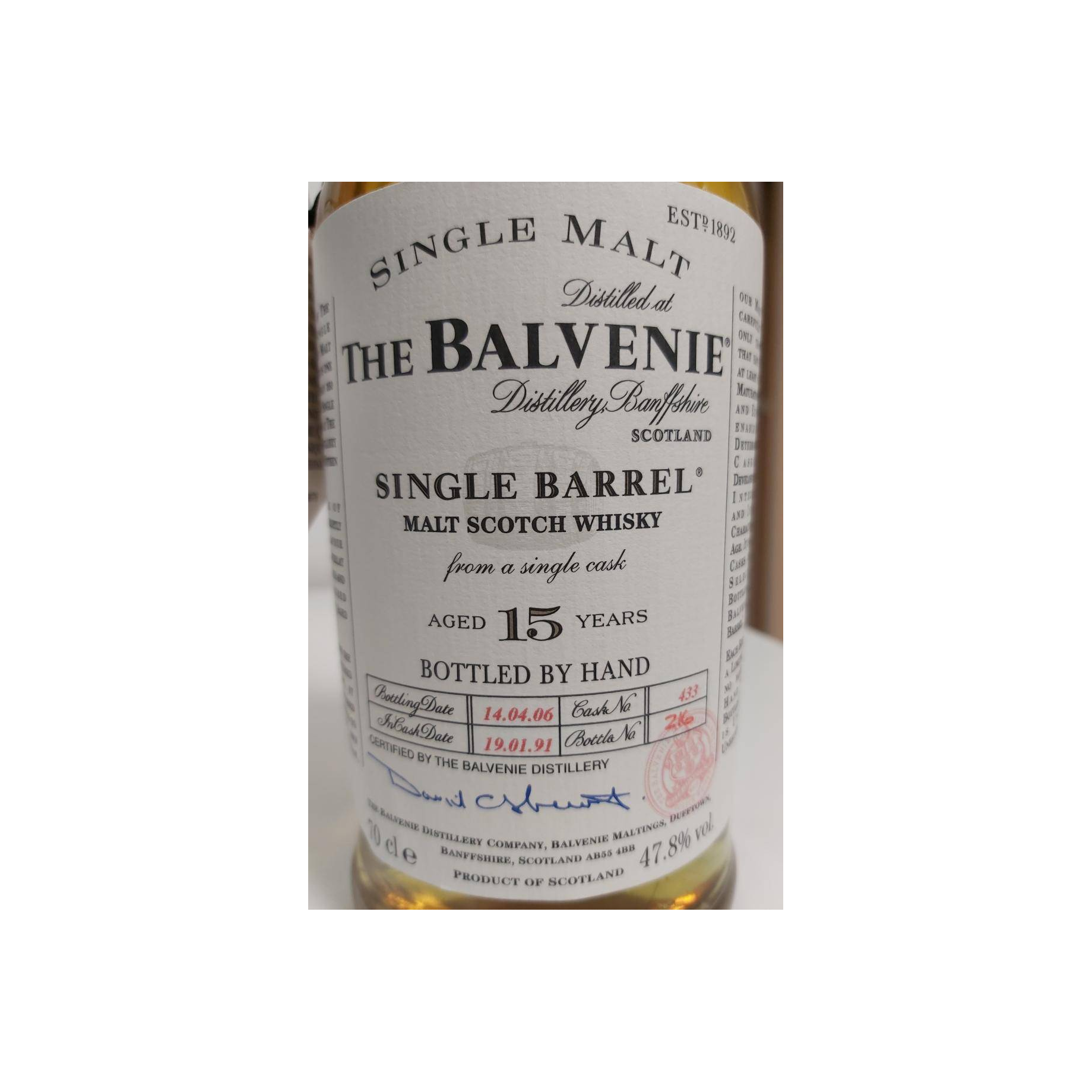 The Balvenie Single Cask 1991 15 Years Single Malt Whisky 2