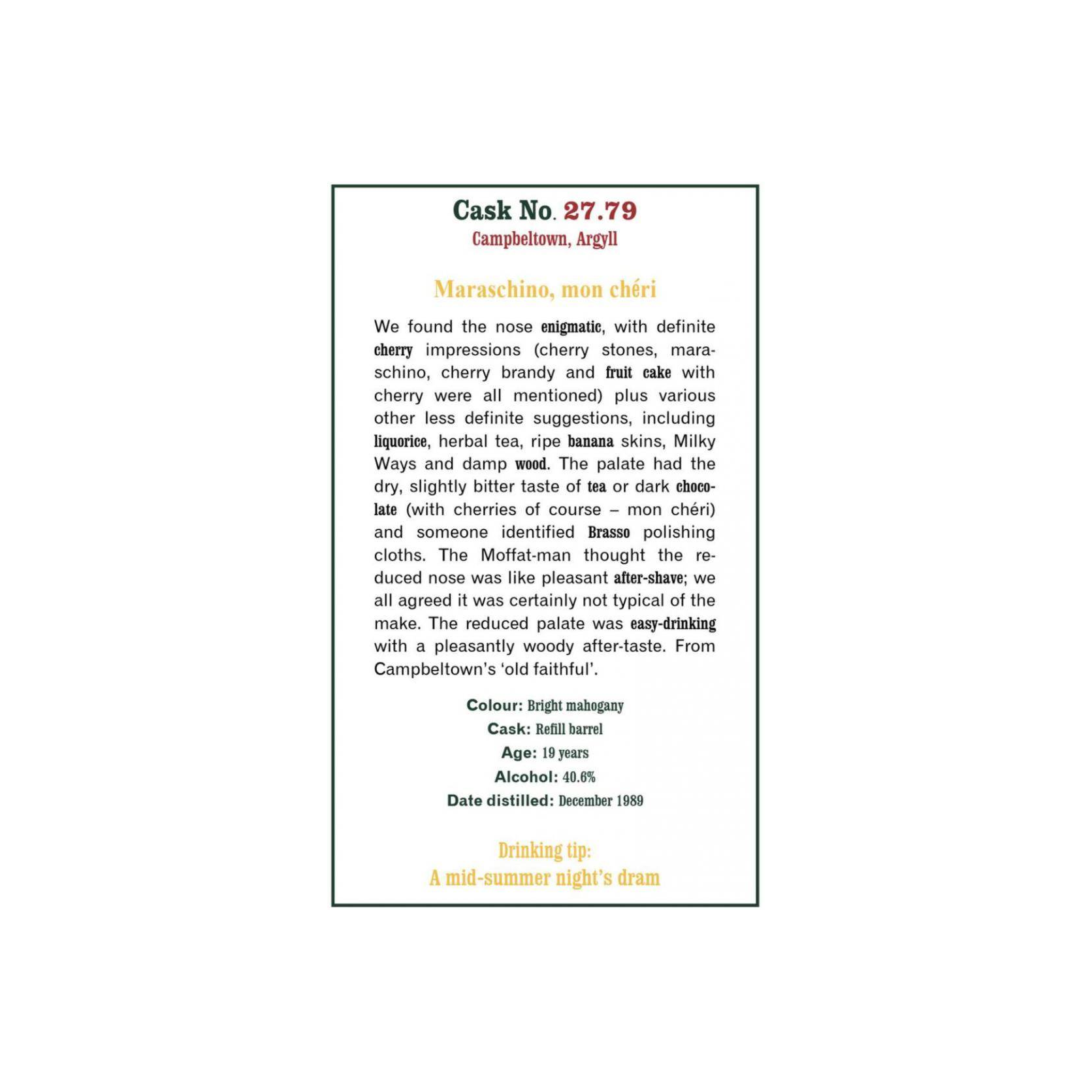 The Scotch Malt Whisky Society 1989 19 Years Single Malt Whisky