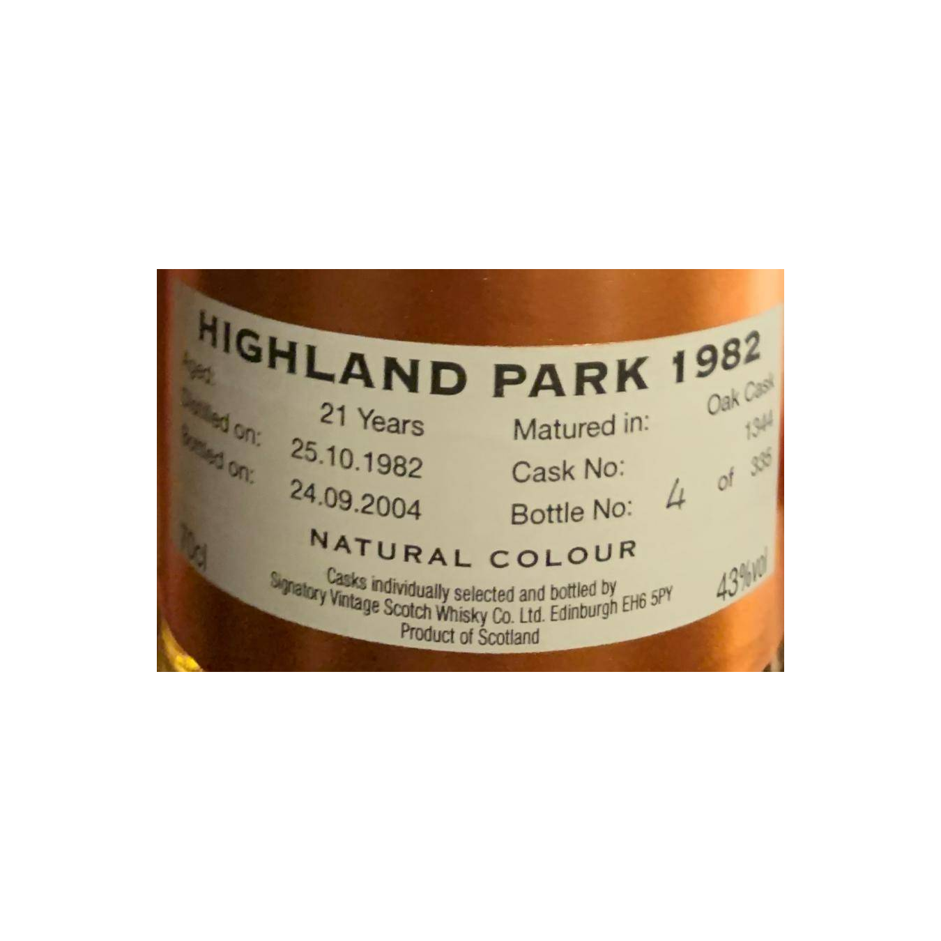 Highland Park Vintage Collection 1982 21 Years Single Malt Whisky