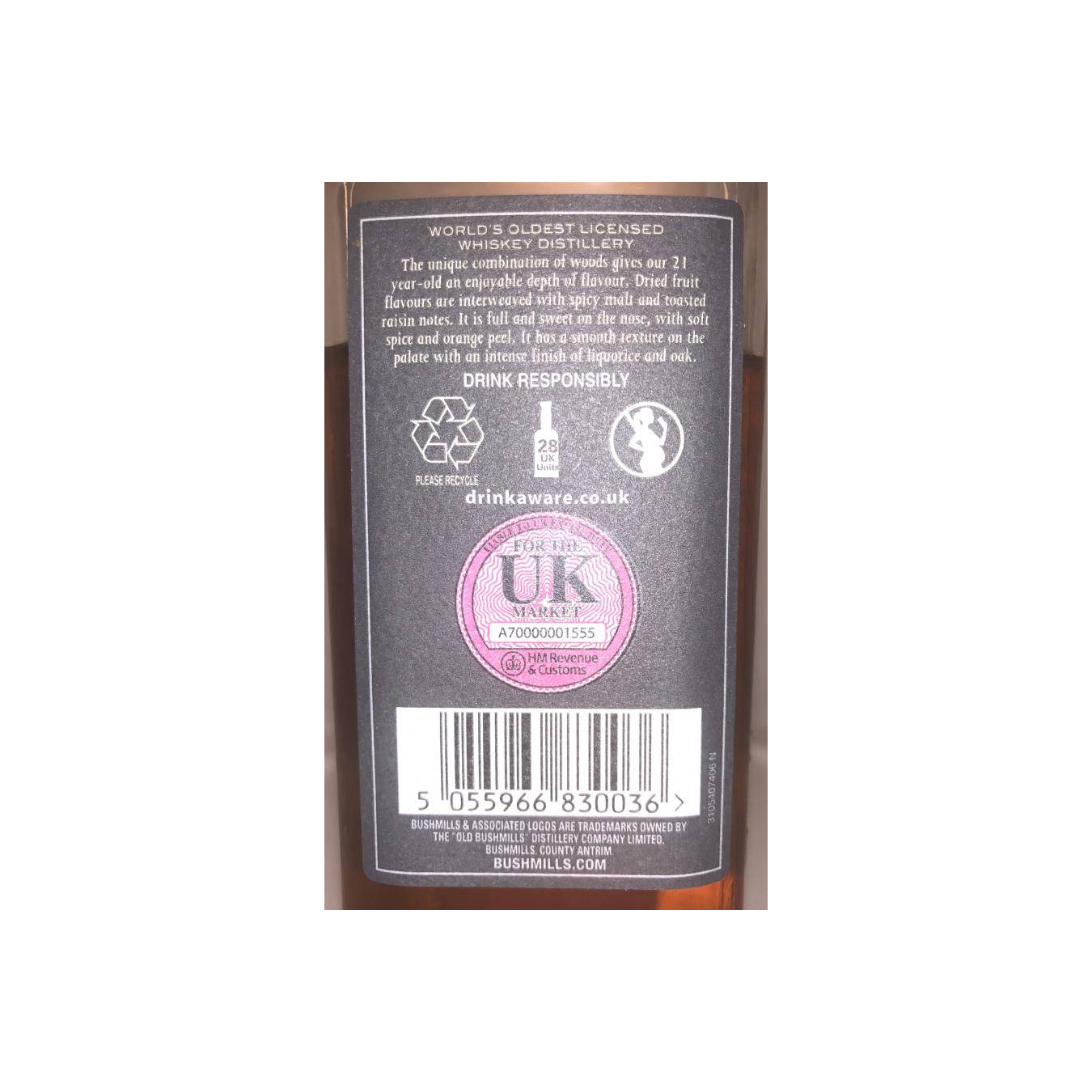 Bushmills 21 Years Single Malt Whisky
