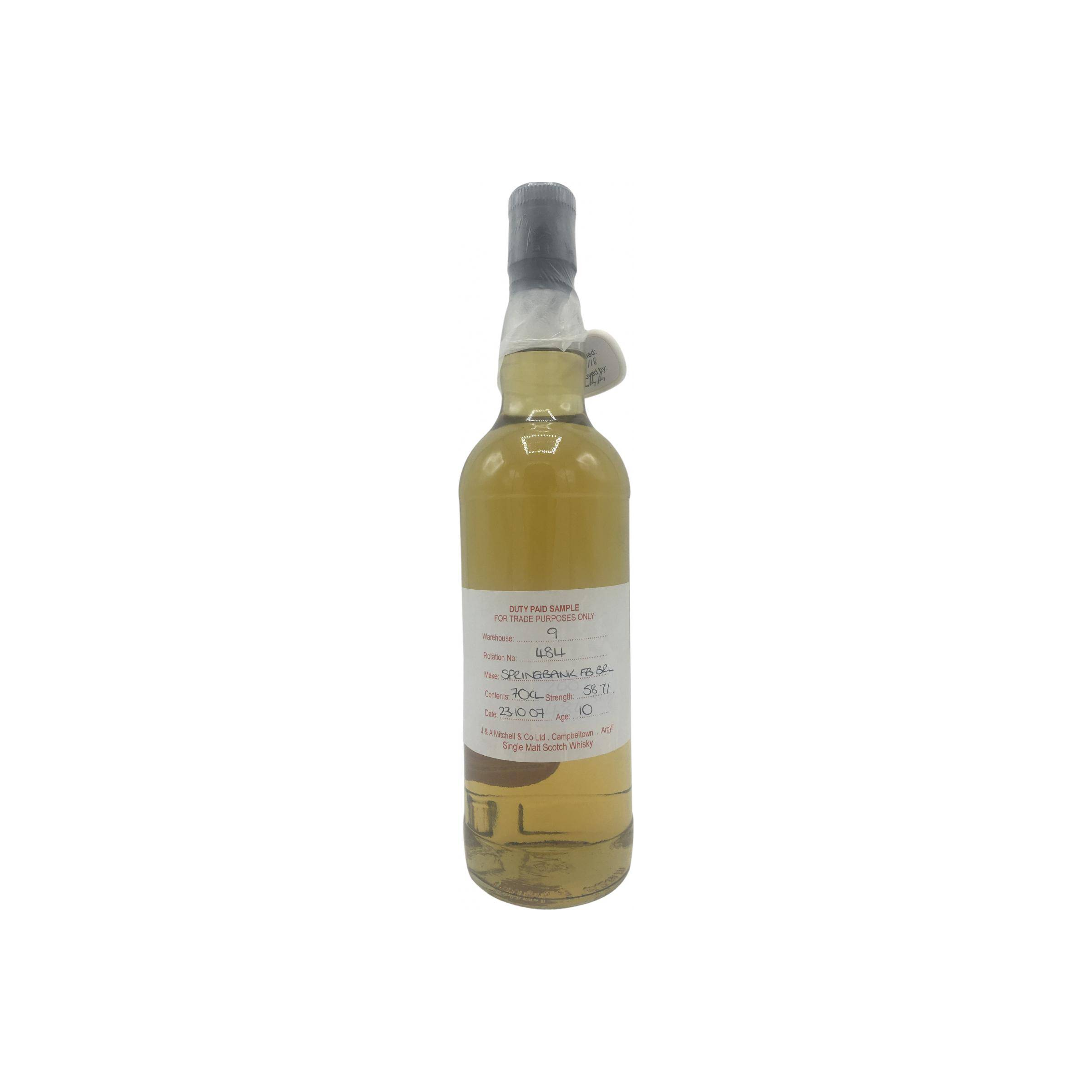 Springbank Duty Paid Sample - For Trade Purposes Only 2007 10 Years Single Malt Whisky