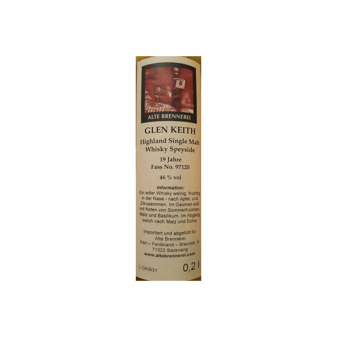 Glen Keith 1995 19 Years Single Malt Whisky