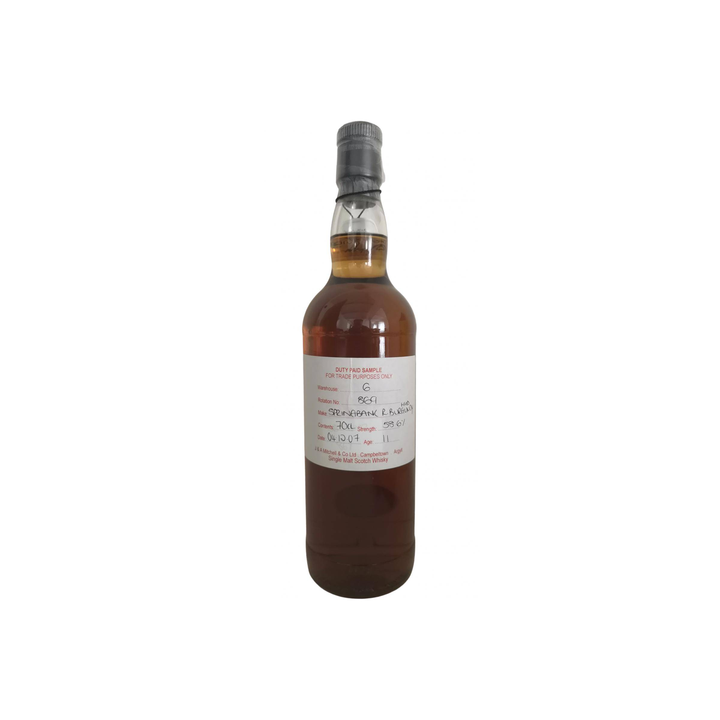 Springbank Duty Paid Sample - For Trade Purposes Only 2007 11 Years Single Malt Whisky
