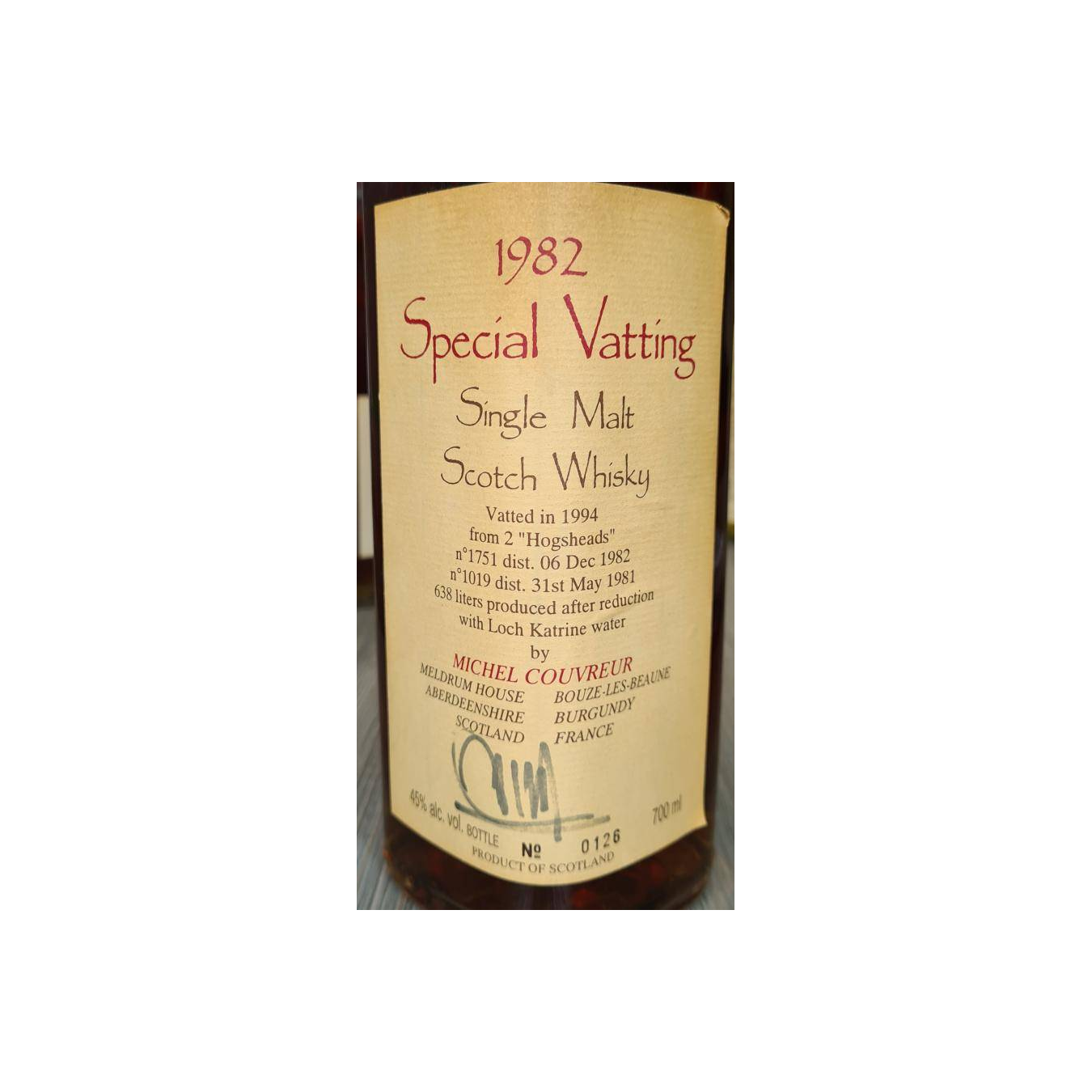 Michel Couvreur 1982 12 Years Single Malt Whisky 2