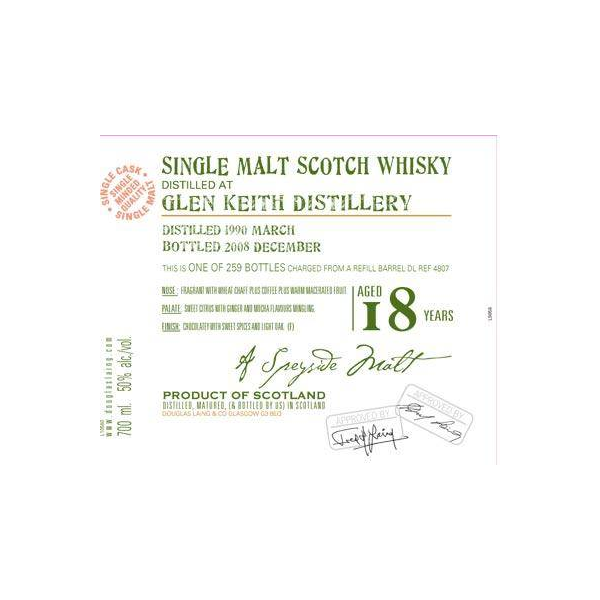 Glen Keith Old Malt Cask 1990 18 Years Single Malt Whisky 2