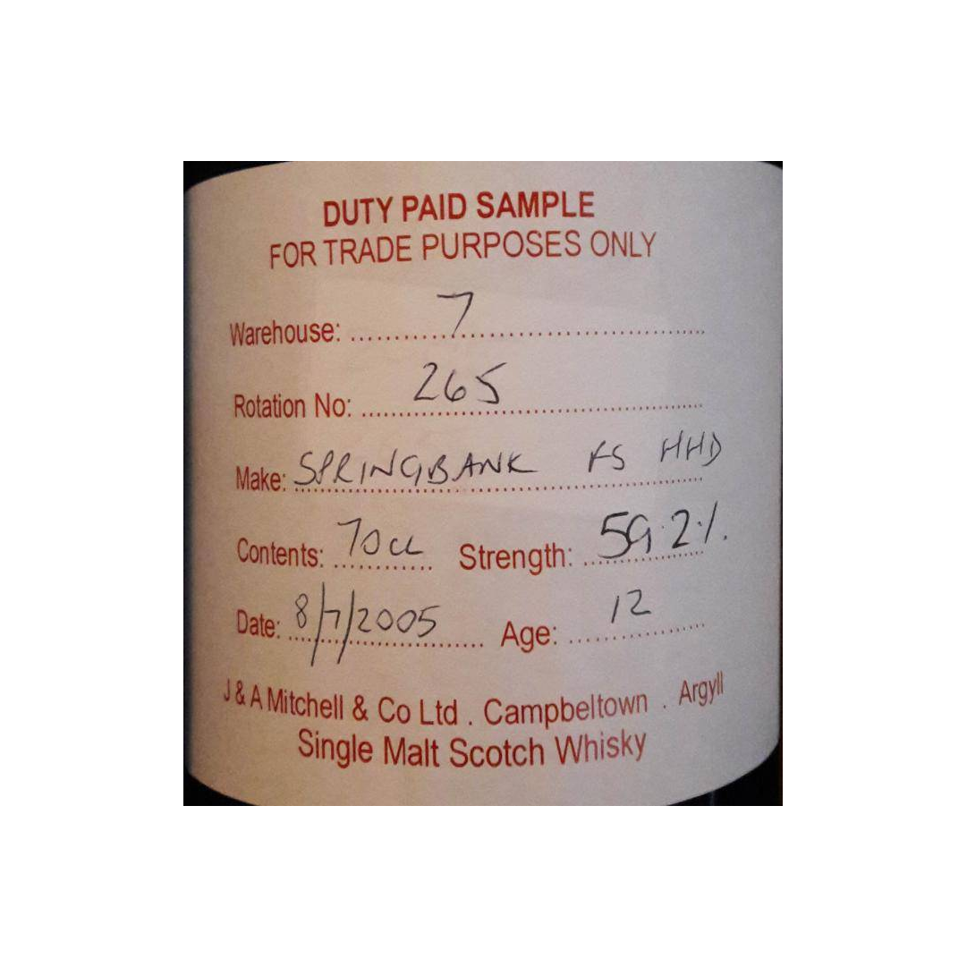 Springbank Duty Paid Sample - For Trade Purposes Only 2005 12 Years Single Malt Whisky