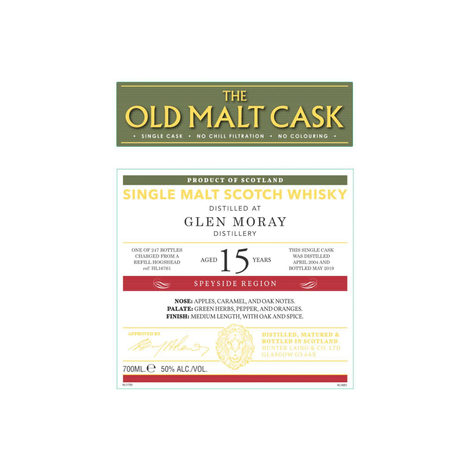 Glen Moray Old Malt Cask 2004 15 Years Single Malt Whisky 3