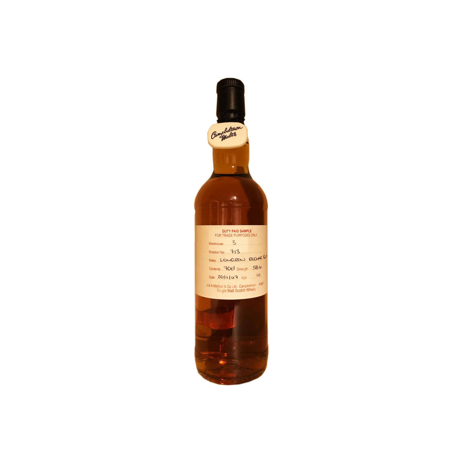 Longrow Duty Paid Sample - For Trade Purposes Only 2007 10 Years Single Malt Whisky