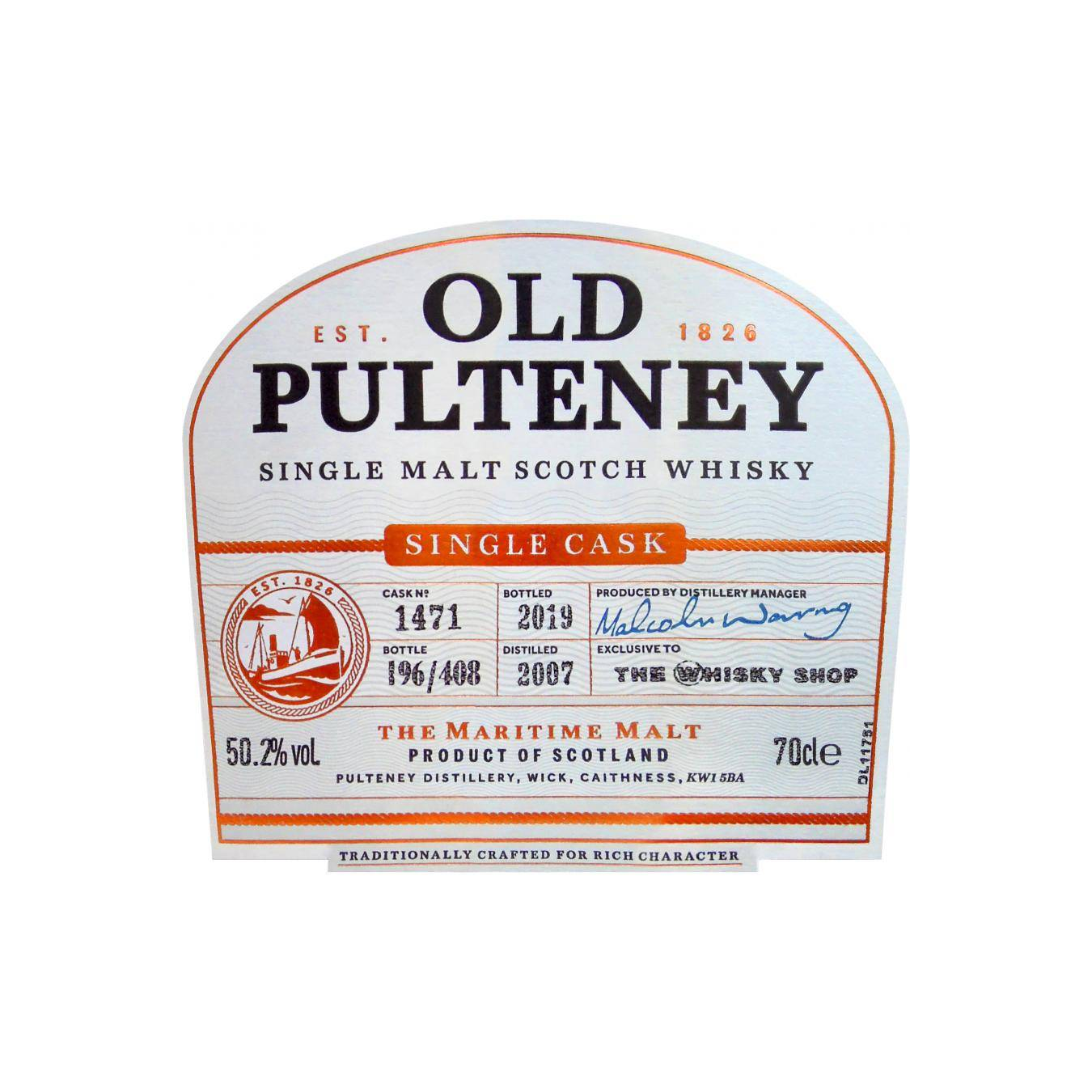 Old Pulteney Single Cask 2007 12 Years Single Malt Whisky 2