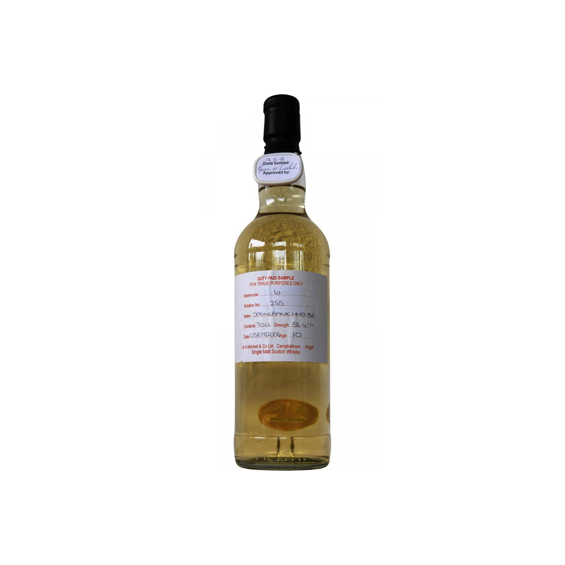 Springbank Duty Paid Sample - For Trade Purposes Only 2008 10 Years Single Malt Whisky