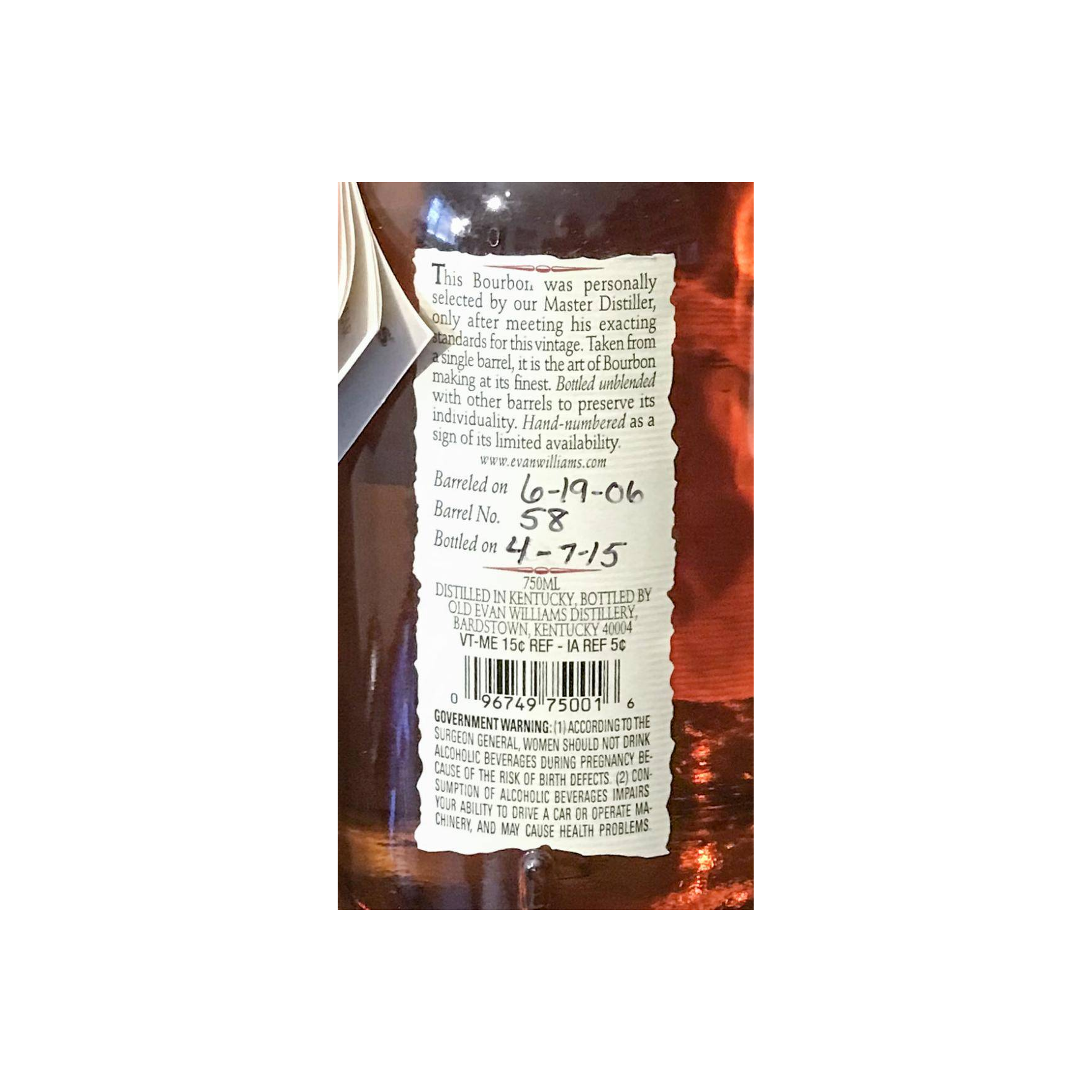 Evan Williams 2006 8 Years Bourbon Whisky 2