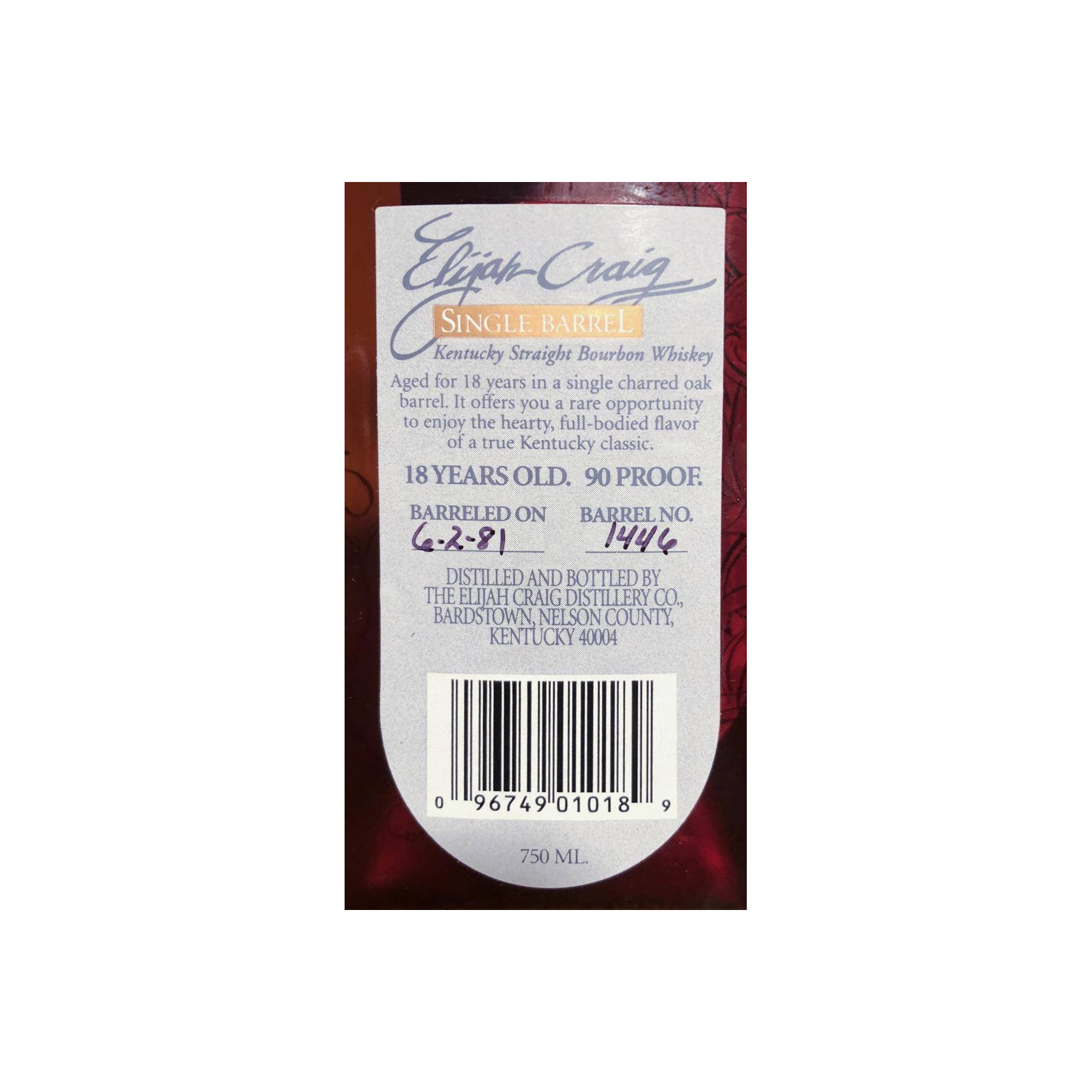 Elijah Craig 1981 18 Years Bourbon Whisky 2