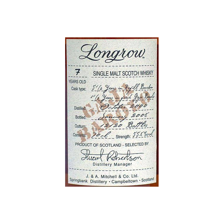 Longrow 2000 7 Years Single Malt Whisky 3