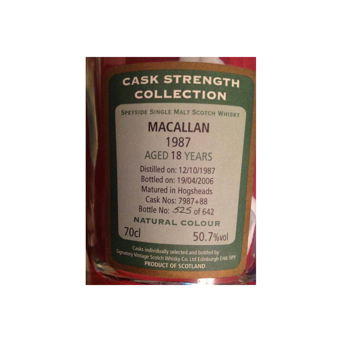 The Macallan Cask Strength Collection 1987 18 Years Single Malt Whisky