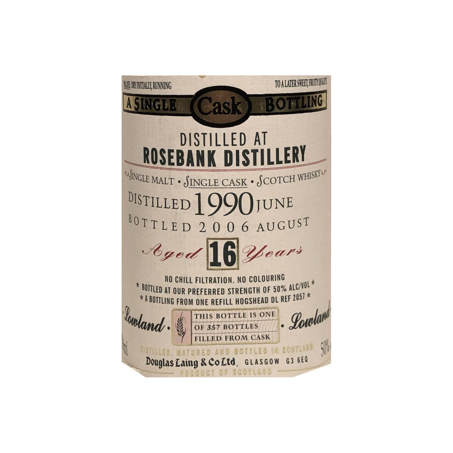 Rosebank Old Malt Cask 1990 16 Years Single Malt Whisky 3