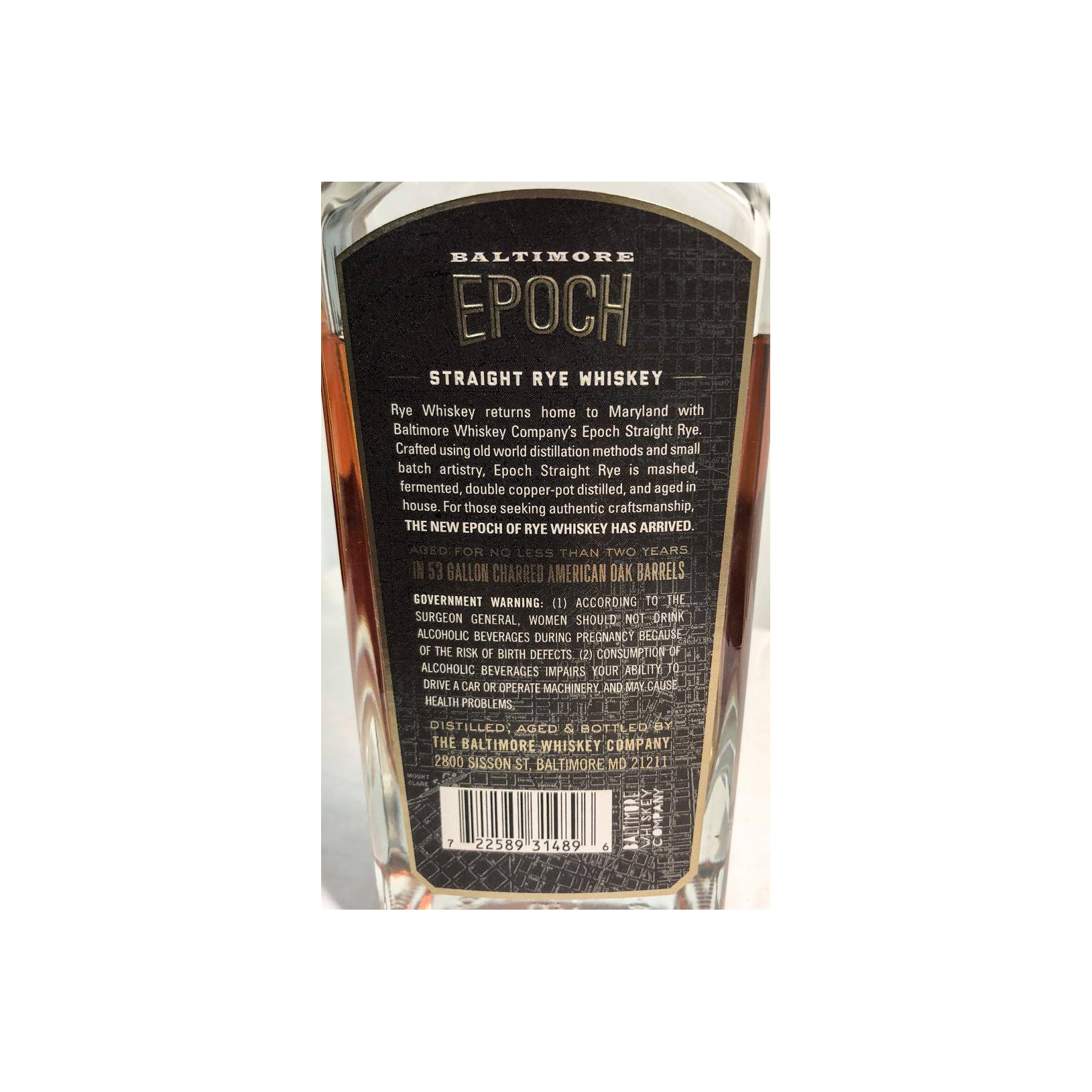 Baltimore Epoch Straight Rye Whiskey 2