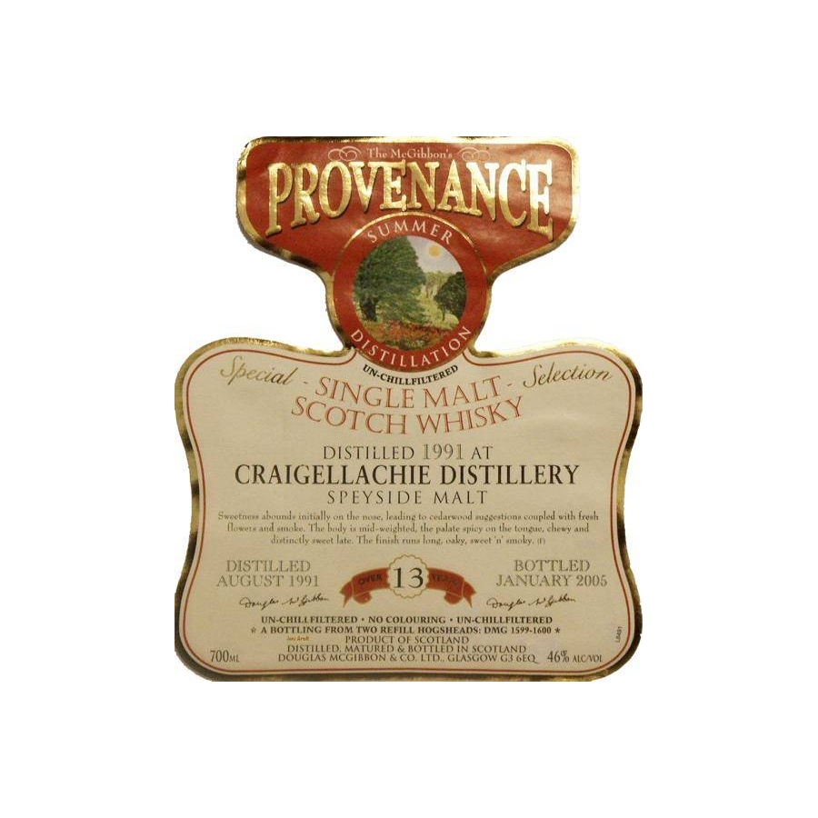 Craigellachie McGibbon's Provenance 1991 13 Years Single Malt Whisky