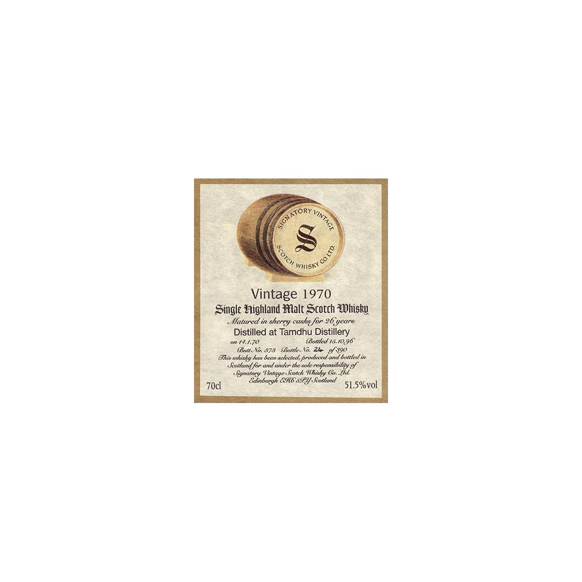Tamdhu Vintage Collection - Dumpy 1970 26 Years Single Malt Whisky 2