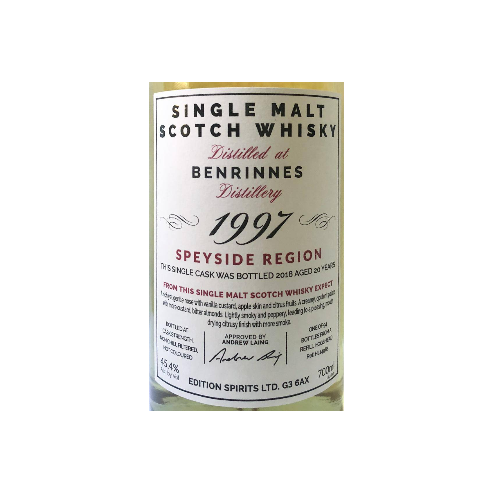 Benrinnes The First Editions 1997 20 Years Single Malt Whisky 2