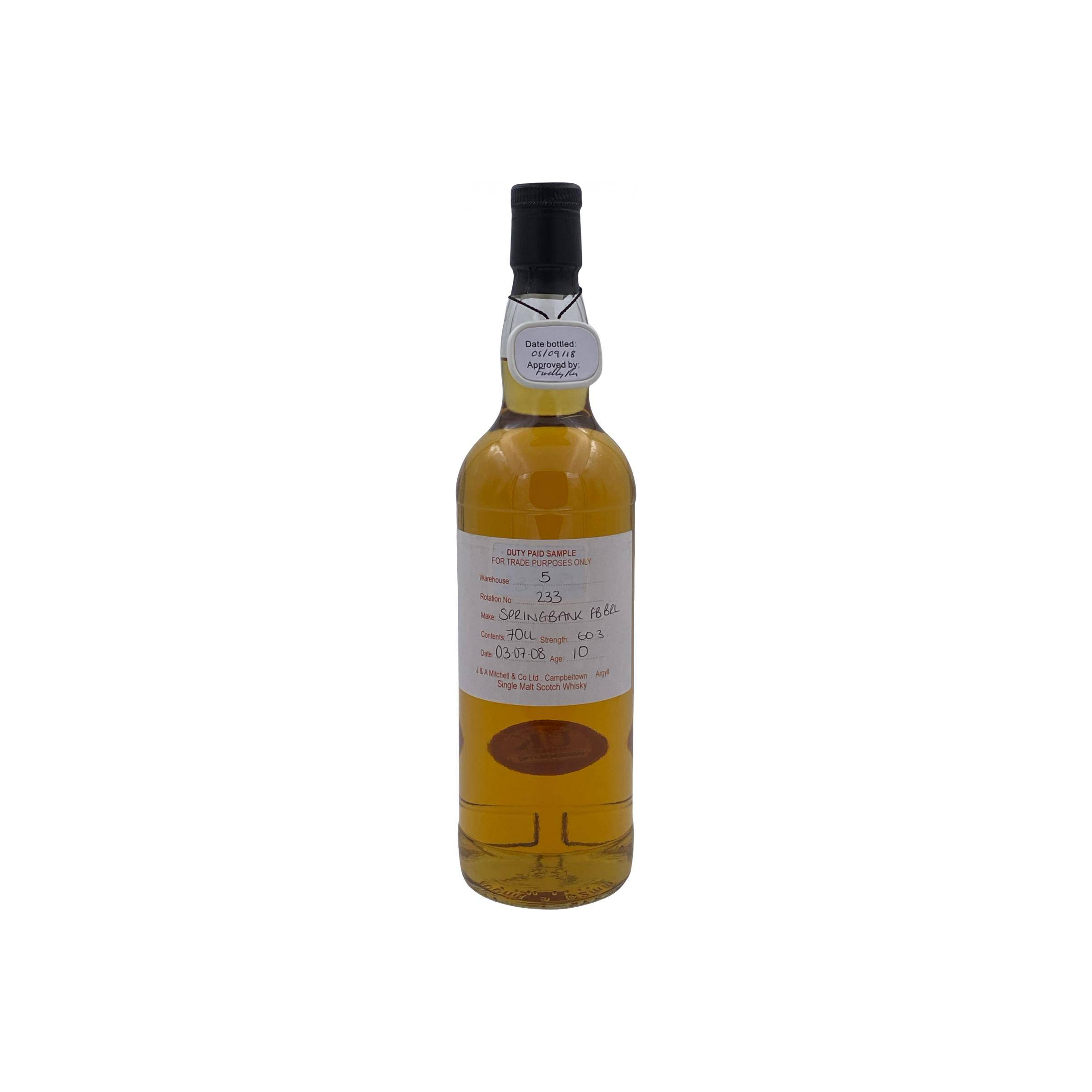 Springbank Duty Paid Sample - For Trade Purposes Only 2008 10 Years Single Malt Whisky