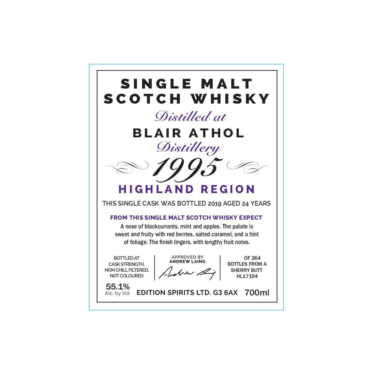 Blair Athol The First Editions 1995 24 Years Single Malt Whisky 3