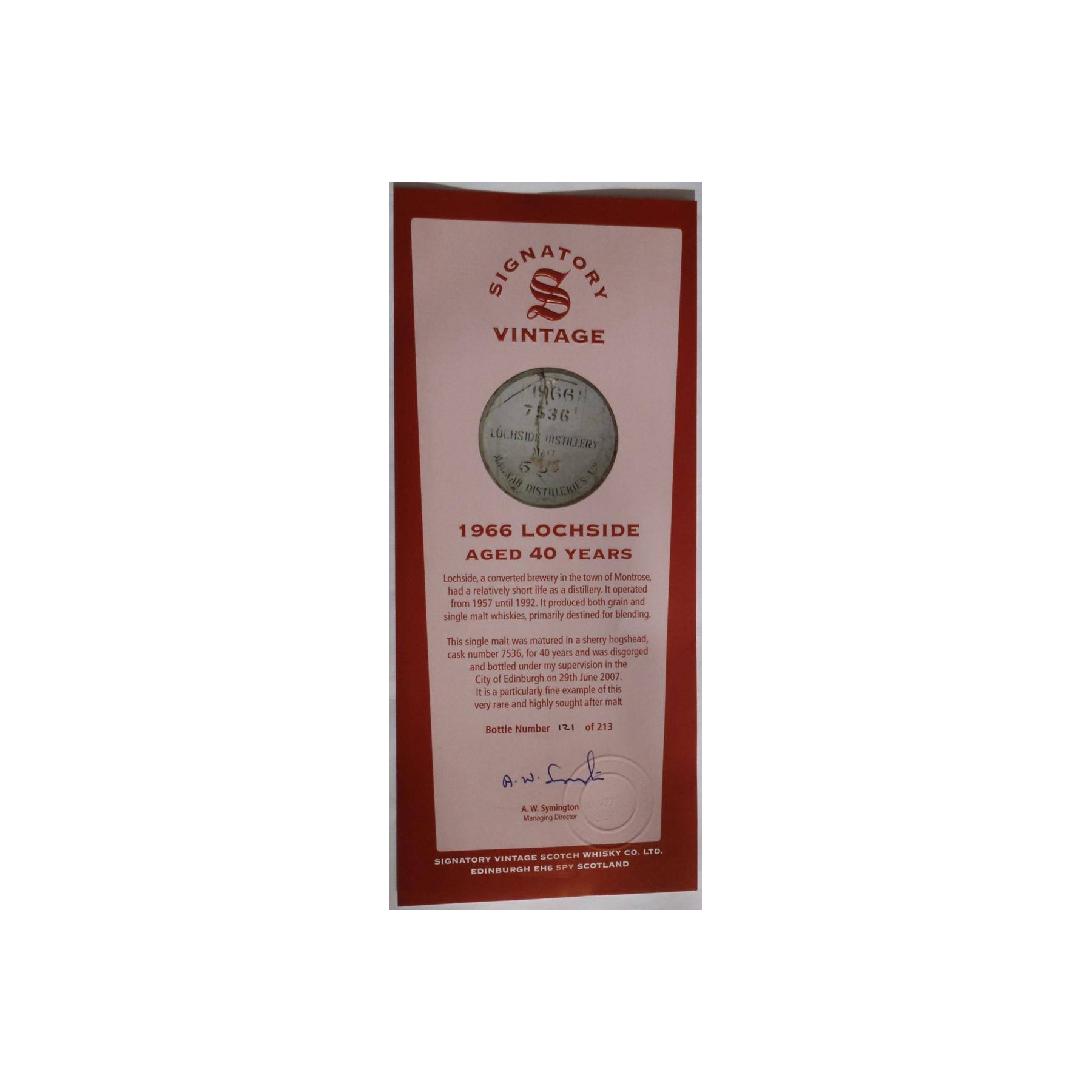 Lochside Cask Strength Collection 1966 40 Years Single Malt Whisky 3